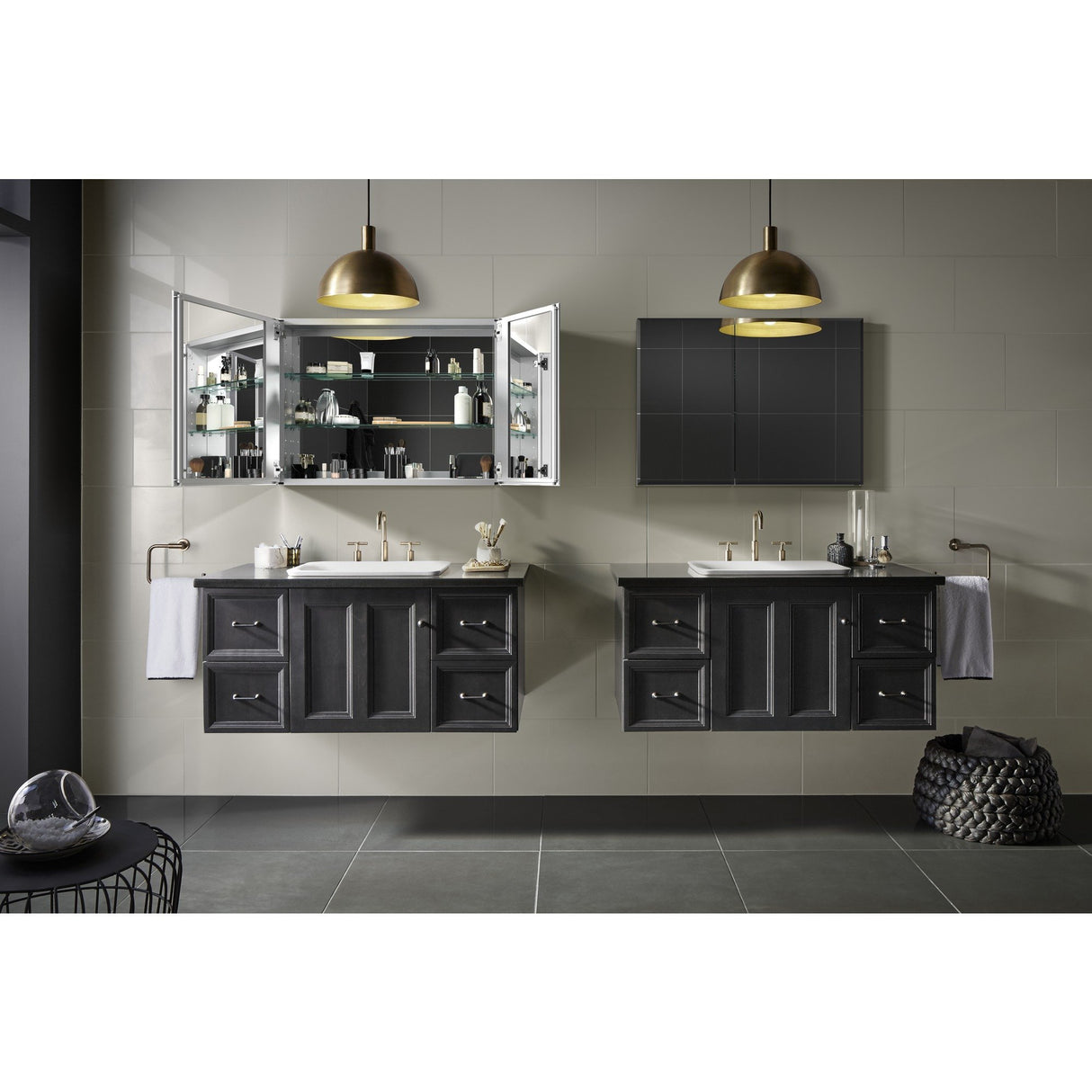 KOHLER CB-CLC3526FS Double Door Beveled Medicine Cabinet with Mirror Doors & Adjustable Shelves, Rectangular Beveled Edge Frame, 35" x 26" KOHLER