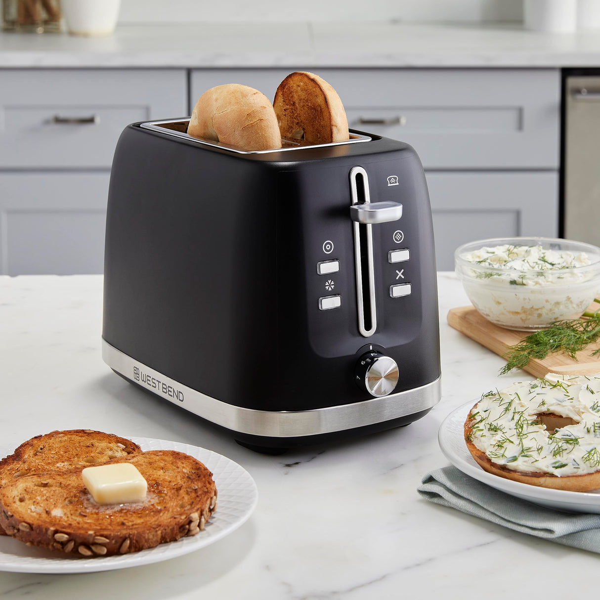 West Bend Toaster 2 Slice Extra-Wide and Deep Slots with 3 Functions and 7 Shade Settings Manual Lift Lever and Auto-Shut Off, 750-Watts, Black West Bend