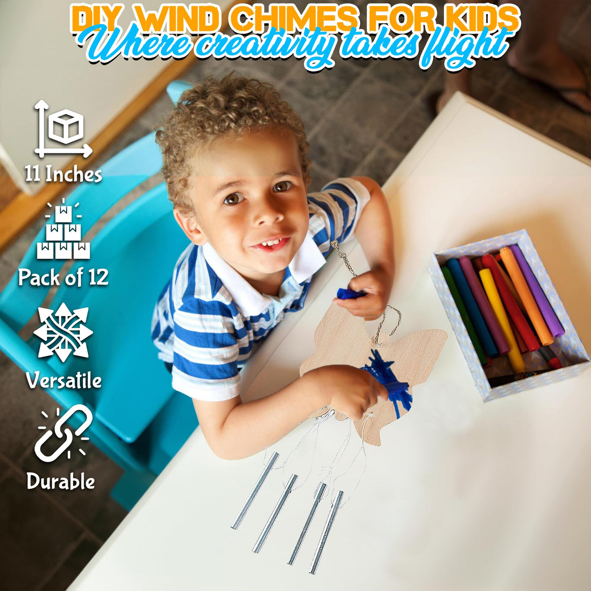 DIY Wind Chime Kits for Kids - Makes 12 - Assorted Spring Theme Shapes - Great Creative Activity for Kids Fun Express