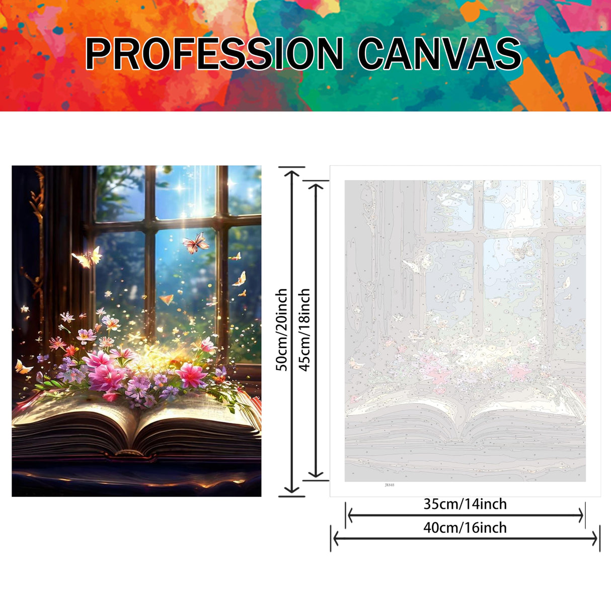 Yunruily Butterfly Book Paint by Number Adult-Butterfly Canvas Paint by Numbers for Adults,Flowers Paint by Number Kits on Canvas for Gifts Home Wall Decor(16x20inch) Yunruily