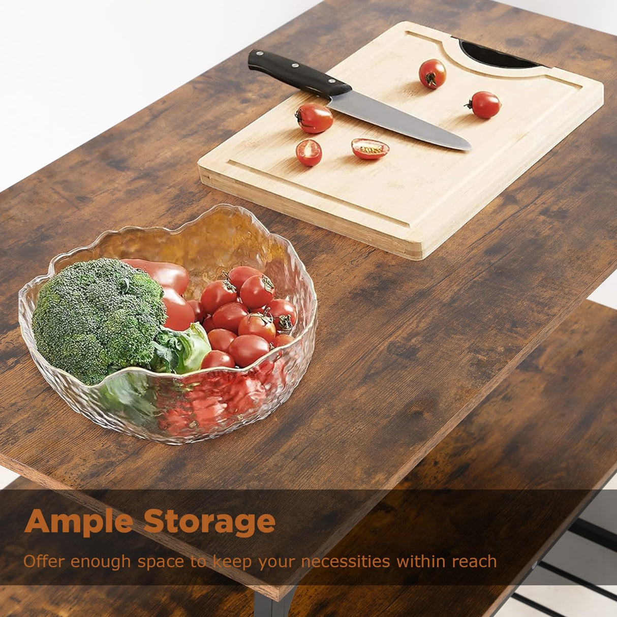 PayLessHere 3 Tier Kitchen Island Kitchen Storage Kitchen Counter with Large Storage Space Thick Board Top Solid Structure for Kitchen Coffee Shop Restaurant Living Room Dinning Room,Brown PayLessHere