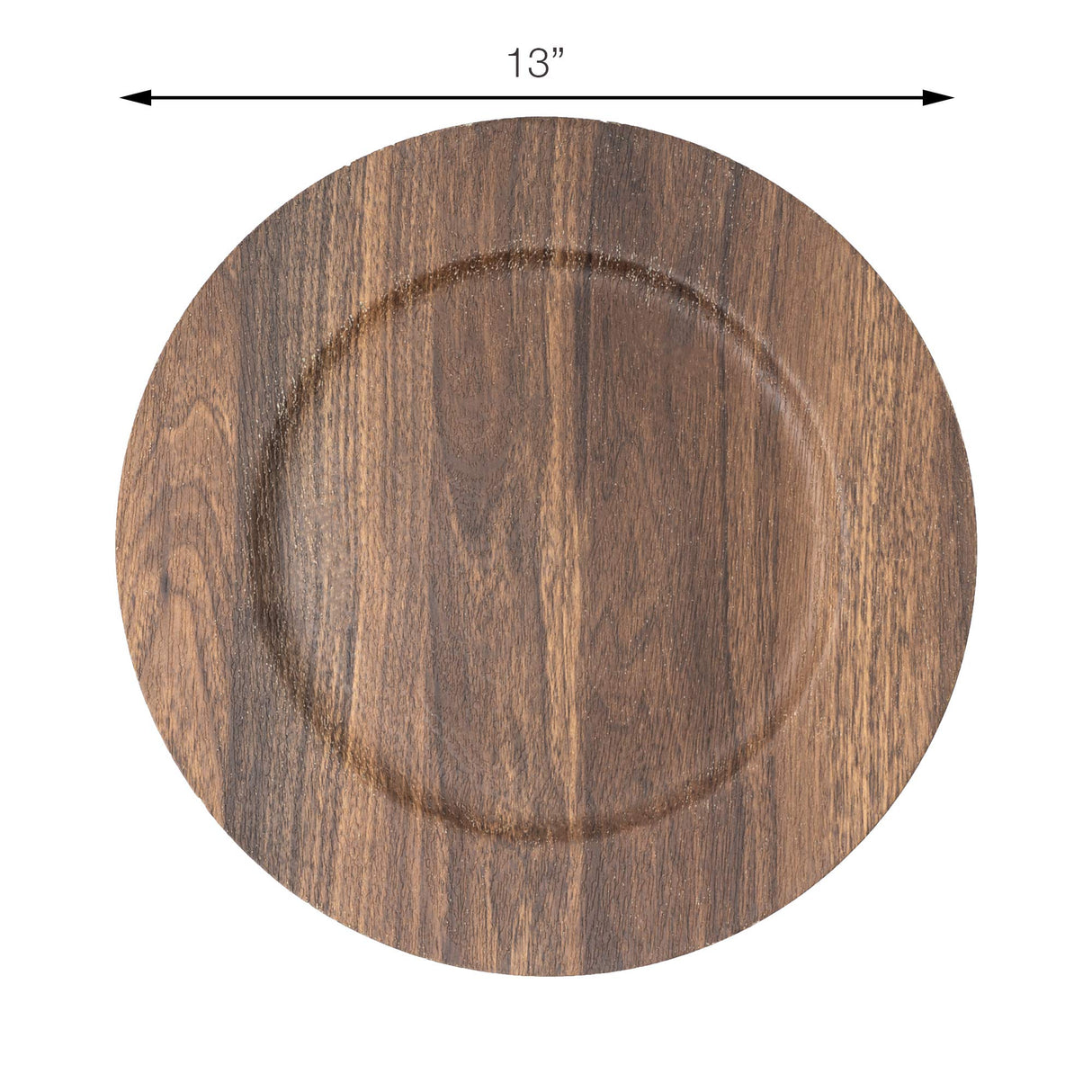 Simply Elegant Set of 6 Faux Wood Plastic Charger Plate | Service Plate for Parties, Dinner, Weddings, Quinceaneras and Events | 13 inch Diameter | Brown Finish Simply Elegant