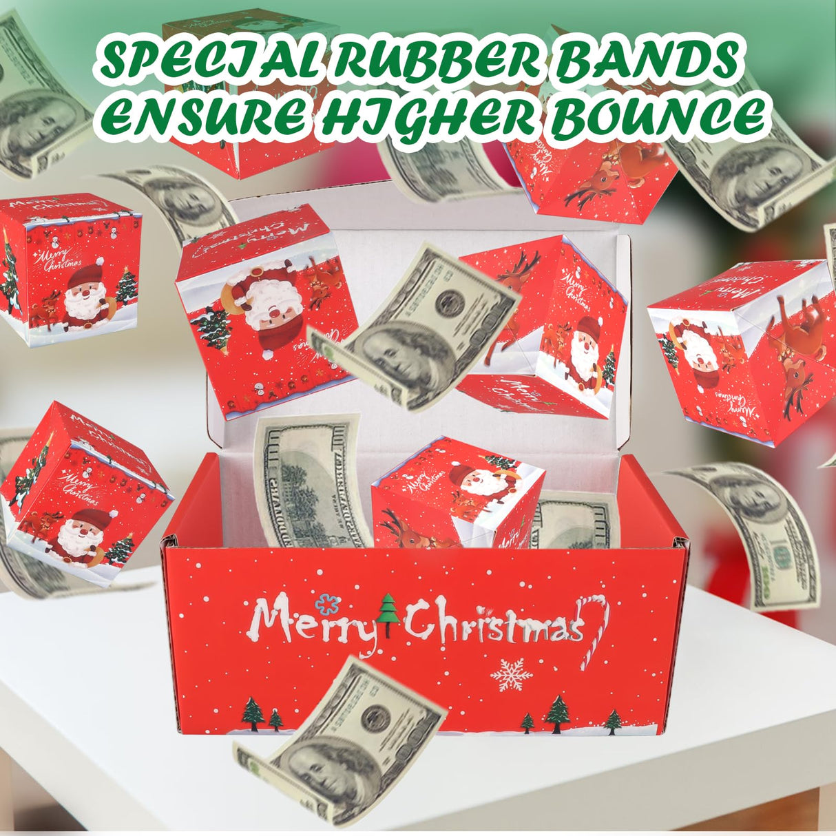 12pcs Surprise Gift Box Explosion, Merry Christmas Folding Bouncing Envelope (Red) BIXMK