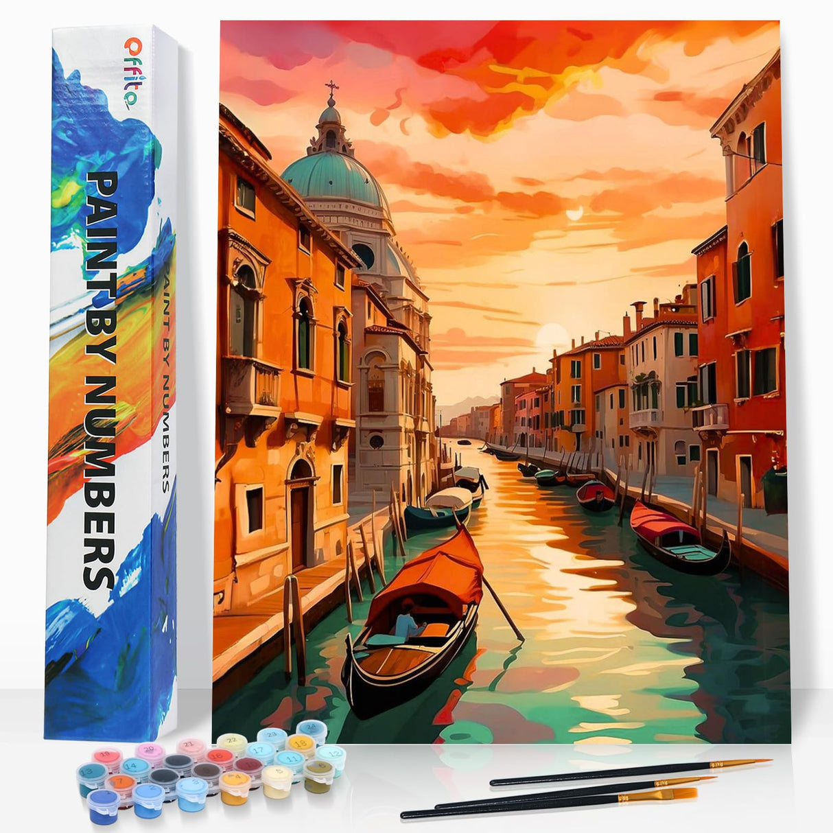 Paint by Numbers Kit for Adults Rolled Canvas - 16x20 Inch Venice Adult Paint by Number Kits on Canvas for Beginners, DIY Acrylic Oil Number Painting Kits with Gift Box for Home Wall Decor Gift Offito