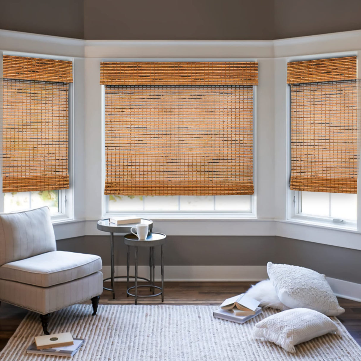 CHICOLOGY Bamboo Blinds, Bamboo Shades, Custom Bamboo Shade, Cordless Bamboo Shades, Window Shade Roman, Patio Blinds and Shades, Porch Shades Outdoor Roll Up, Salem, 33" W X 64" H CHICOLOGY