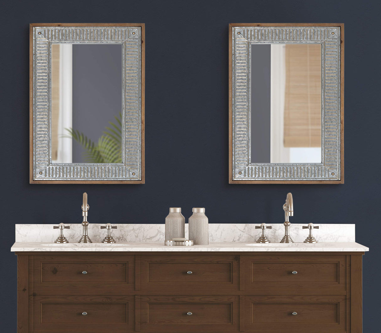 Kate and Laurel Deely Farmhouse Wall Mirror, 20 x 30, Rustic Brown and Silver, Rustic Wall Decor with Galvanized Metal Frame Kate and Laurel