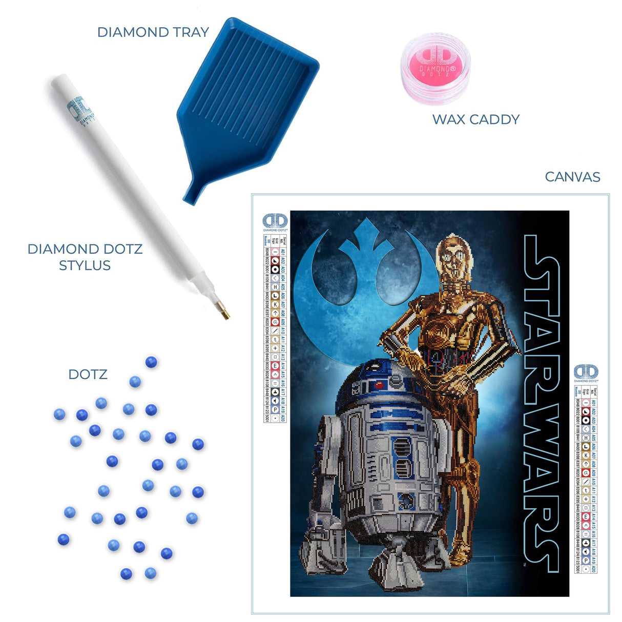 DIAMOND DOTZ Star Wars Droids Diamond Painting Kits for Adults - Diamond Art Kits a Relaxing Creative Craft Kit with Dotz Gems 20x16 DIAMOND DOTZ