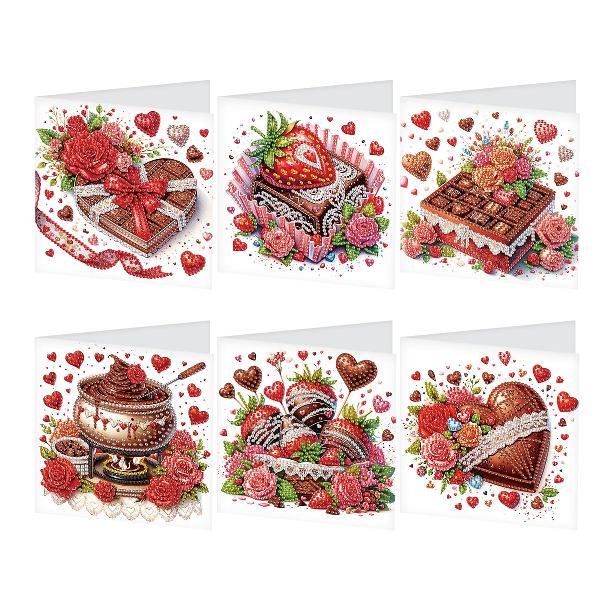 JISHSHAY 6 PCS Diamond Art Greeting Cards Dessert Diamond Painting Birthday Cards Food Gem Art Gem Painting Mosaic Kits for Adults for Thanksgiving Anniversary Valentine Graduation All-Occasion JISHSHAY