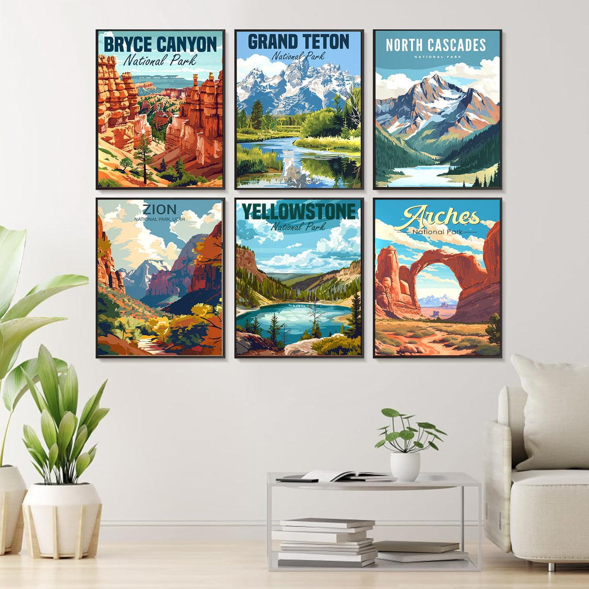 bleihum 6 Pack Paint by Numbers Kit for Adults National Park- Landscape Adult Paint by Number Kits on Canvas, DIY Acrylic Painting with Numbers Craft for Home Decor Gift 10x14 in bleihum