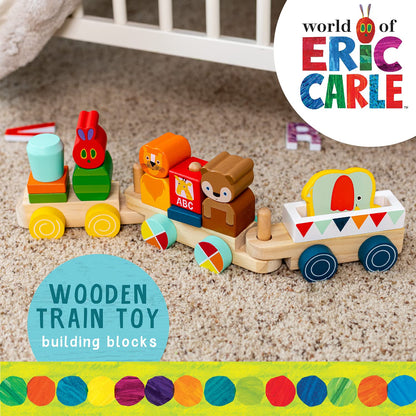 KIDS PREFERRED World of Eric Carle The Very Hungry Caterpillar Wooden Train Set, 15 Pieces