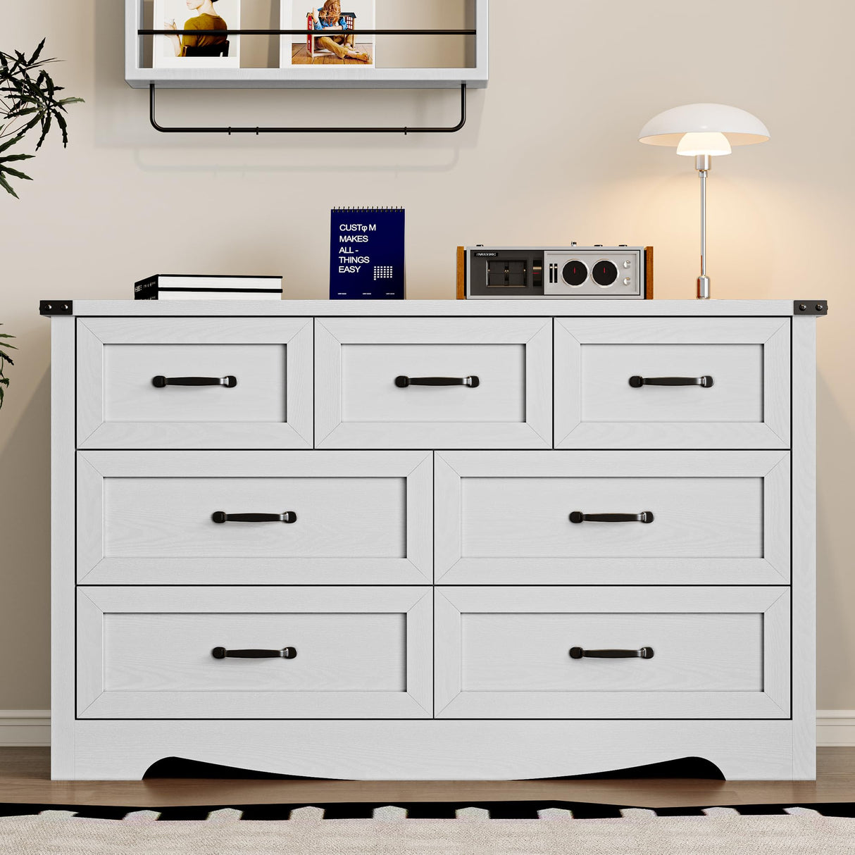 BORNOON 7-Drawer Dresser for Bedroom, Modern Wooden Chest of Drawers with Metal Handles, Anti-Tipping Design, Sturdy and Stable Storage Organizer for Living Room, Entryway, Home Office BORNOON