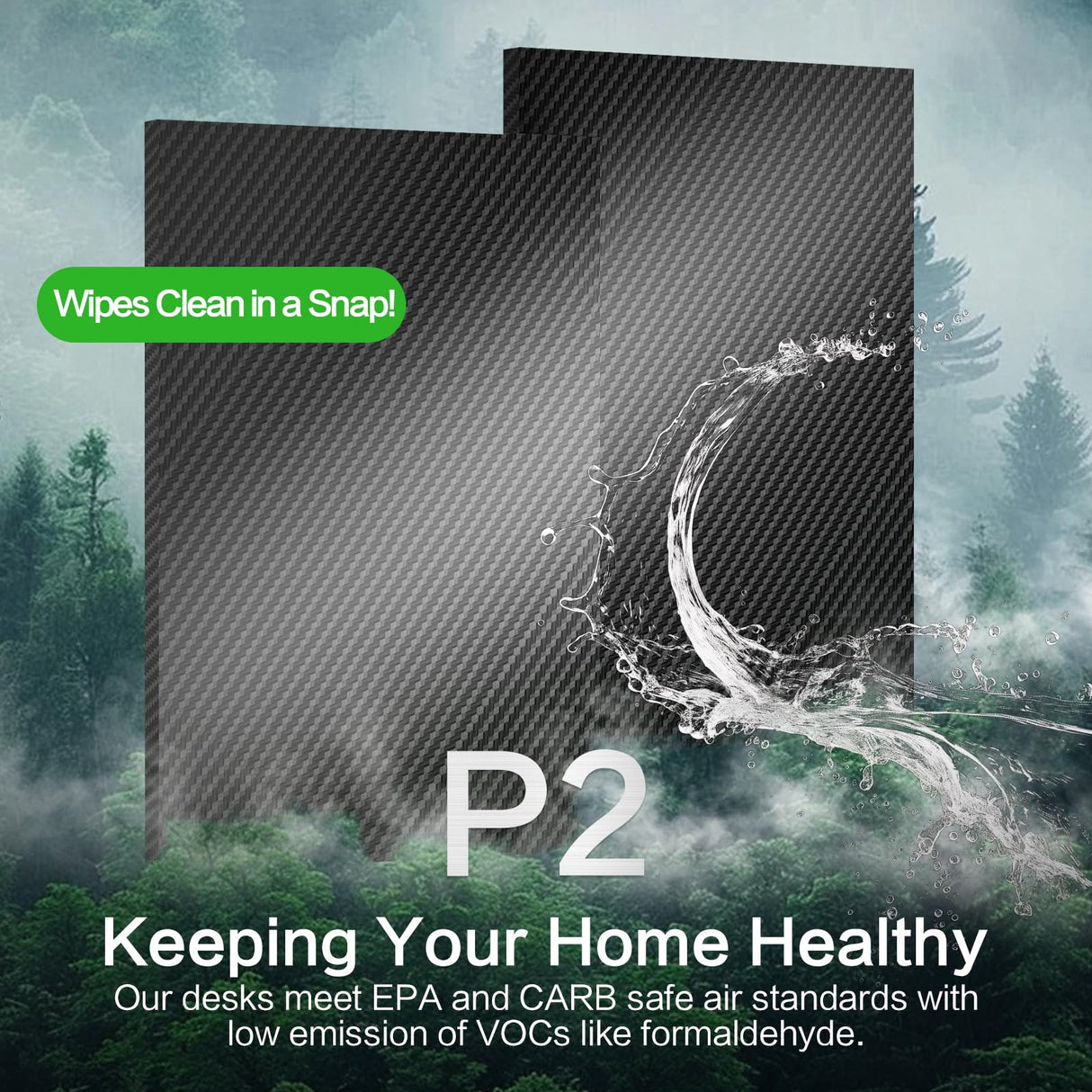 47 Inch Gaming Desk with Led Lights & USB Ports & Power Outlets, Upgraded Integrated Monitor Stand Computer Desk, Gamer Desk for Small Space, Black Carbon Fiber Surface Gaming Desk Czlolo