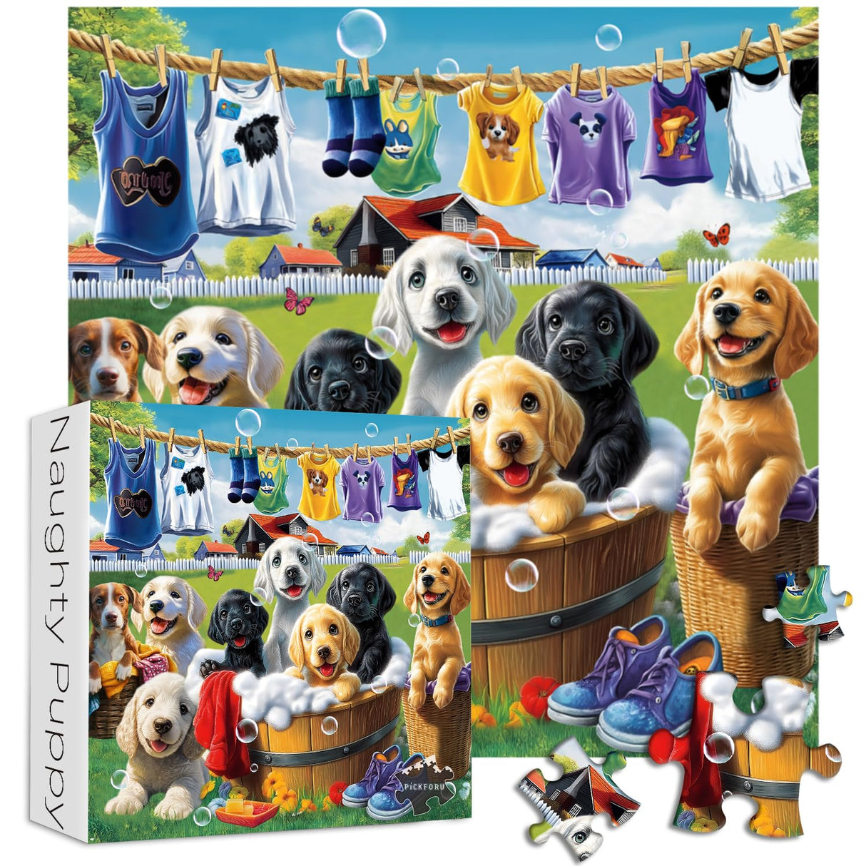 PICKFORU Dog Puzzles for Adults 1000 Pieces, Funny Animals Jigsaw Puzzles Golden Retriever, Difficult Puppy Puzzle as Wall Decor PICKFORU