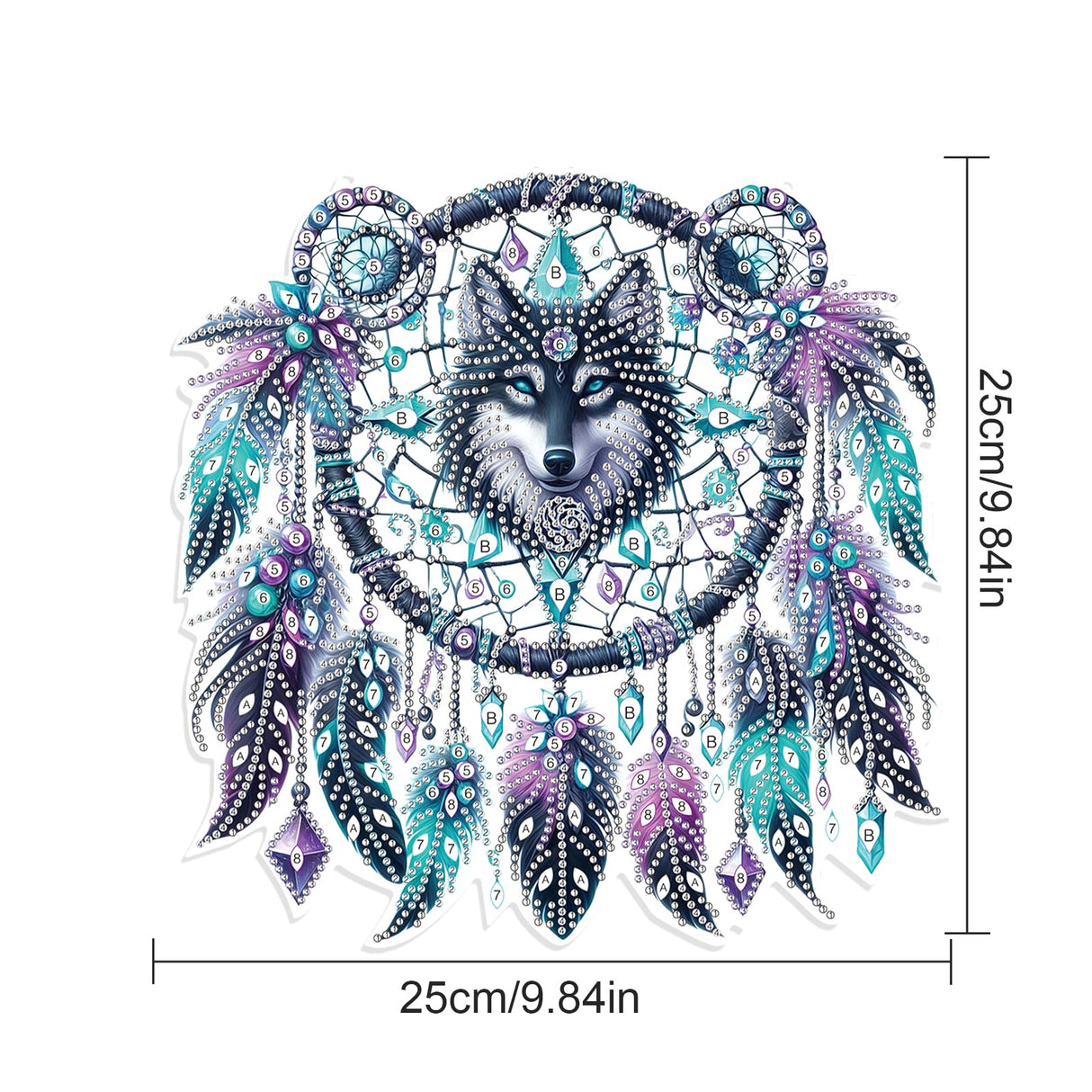 JISHSHAY Diamond Painting Hanging Wolf Diamond Art Pendant Dreamcatcher Gem Art Wind Chimes Gem Painting Hanging Pendant Mosaic Kits for Adults Windchimes Embroidery Kit Suncatchers Sun Catchers JISHSHAY