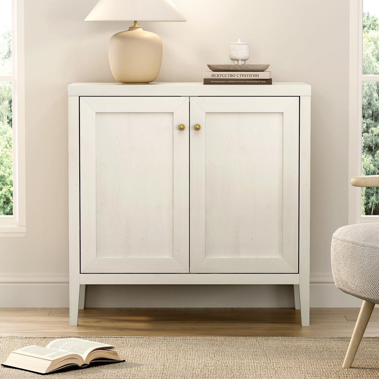 EYYTHUNG Sideboard Buffet Cabinet Set of 3 with Adjusable Shelves, Farmhouse Storage Cabinet, Credenza, Accent Cabinet, Kitchen Coffee Bar Console Cabinet for Living Dining Room, Antique White EYYTHUNG