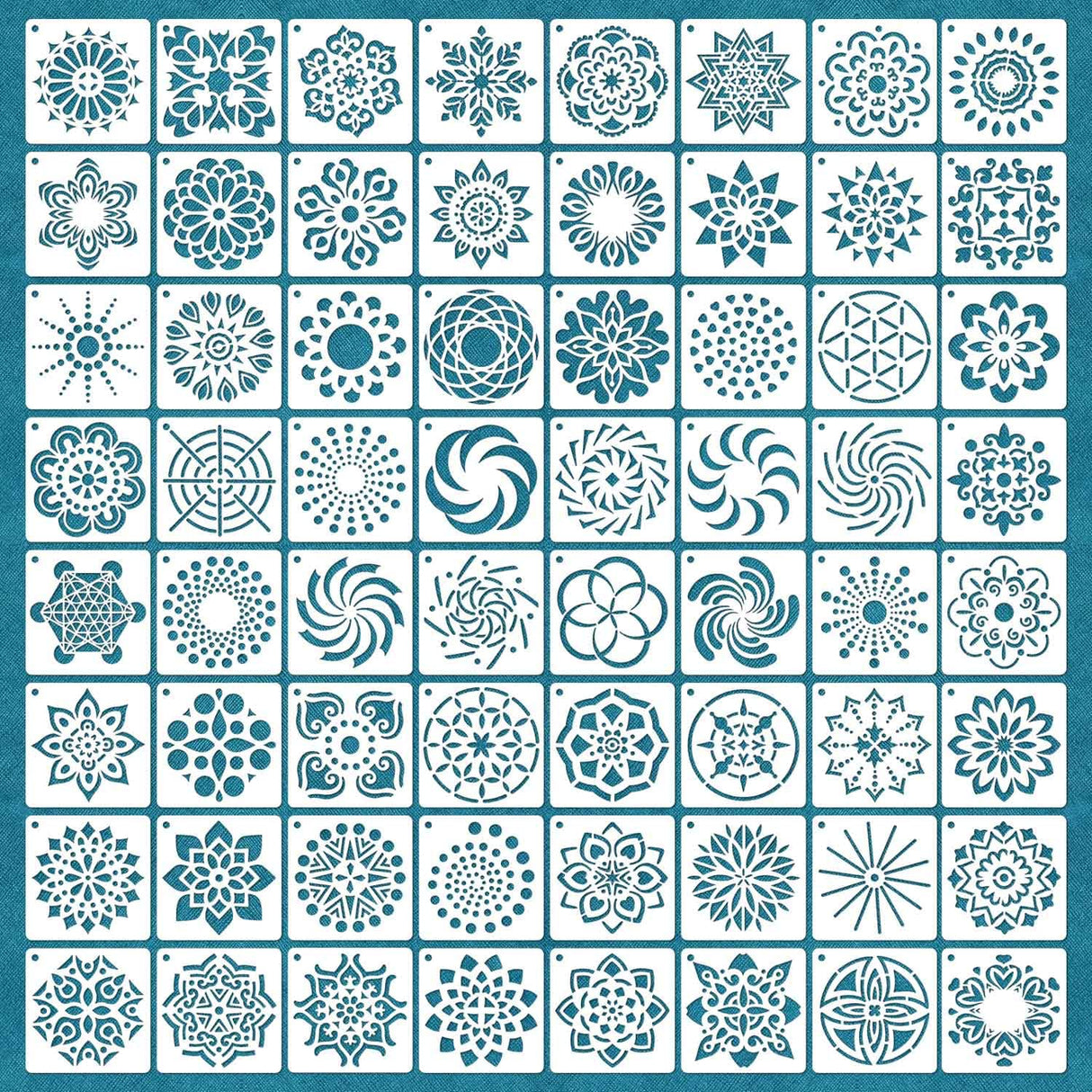 64 Pieces Stencils for Painting, Small Reusable Mandala Dot Stencil, Art Craft Template for Painting on Wood, Wall, Fabric, Rock, Chalkboard, Sign, DIY Art Scrapbook Projects(Mandala) eageus