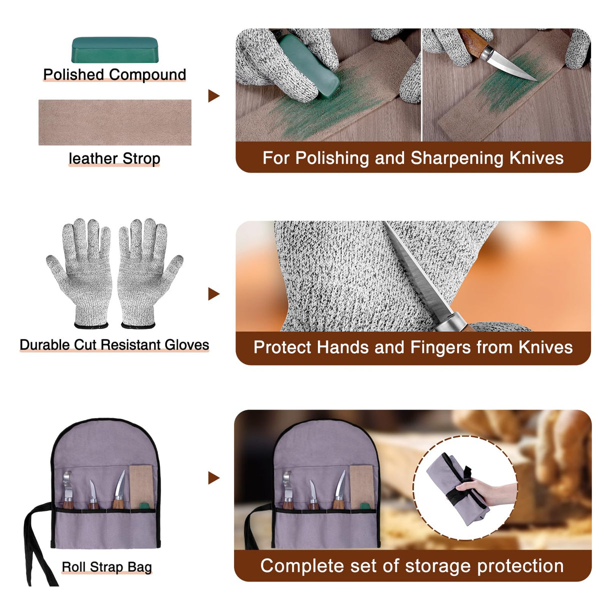 YHLAWM Wood Whittling Kit for Beginners, Wood Carving Kit with 3 Pcs Wood Carving Knives & 4 Pcs Woodcarving Auxiliary Tools, Complete Set of 7 Beginner Wood Carving Set, Gift Set for Kids and Adults YHLAWM