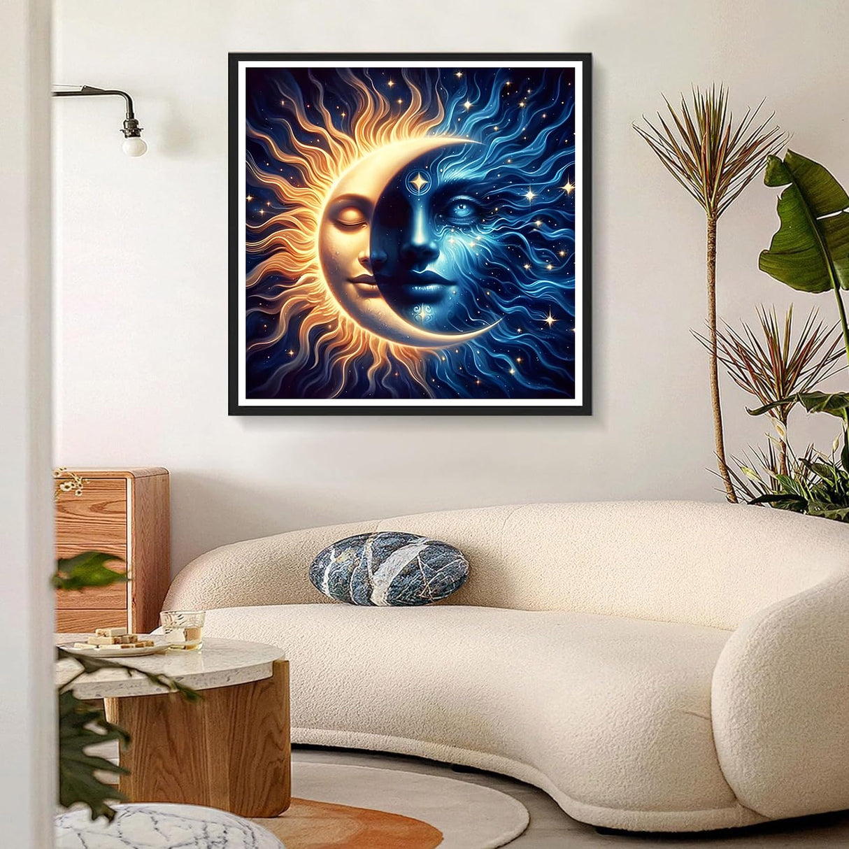 GDYEEH DIY 5D Sun and Moon Diamond Art Kits, Round Full Drill God Diamond Painting Picture, Dreamland Painting by Numbers Art Kits for Adults Beginners Home Wall Decor 12x12 inch GDYEEH