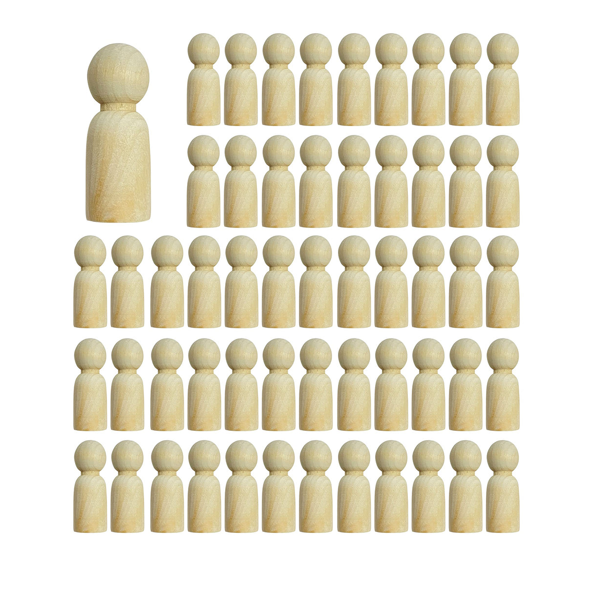 55 Pieces Wood Peg Dolls Unfinished Wooden People Craft Blank Family Figures 7/8 x 2-3/8 inch Cregugua