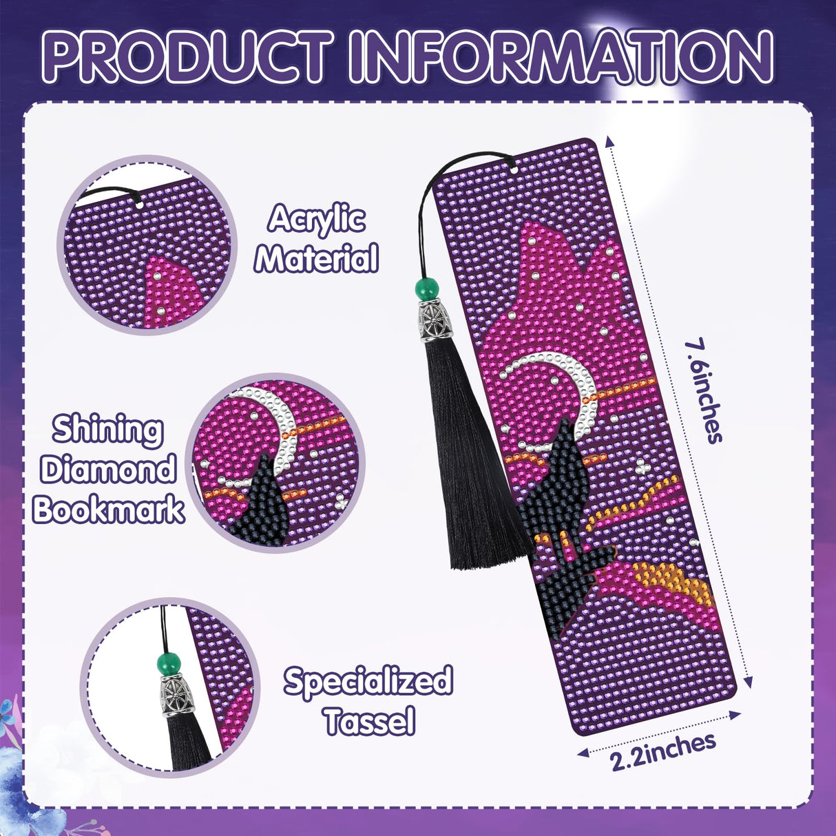 Wolf Diamond Art Bookmarks - 6 Pcs Wild Animal Diamond Painting Bookmarks, Wolf Theme 3D DIY Gem Art Rhinestone Crafts Kit for Adult Sitsink