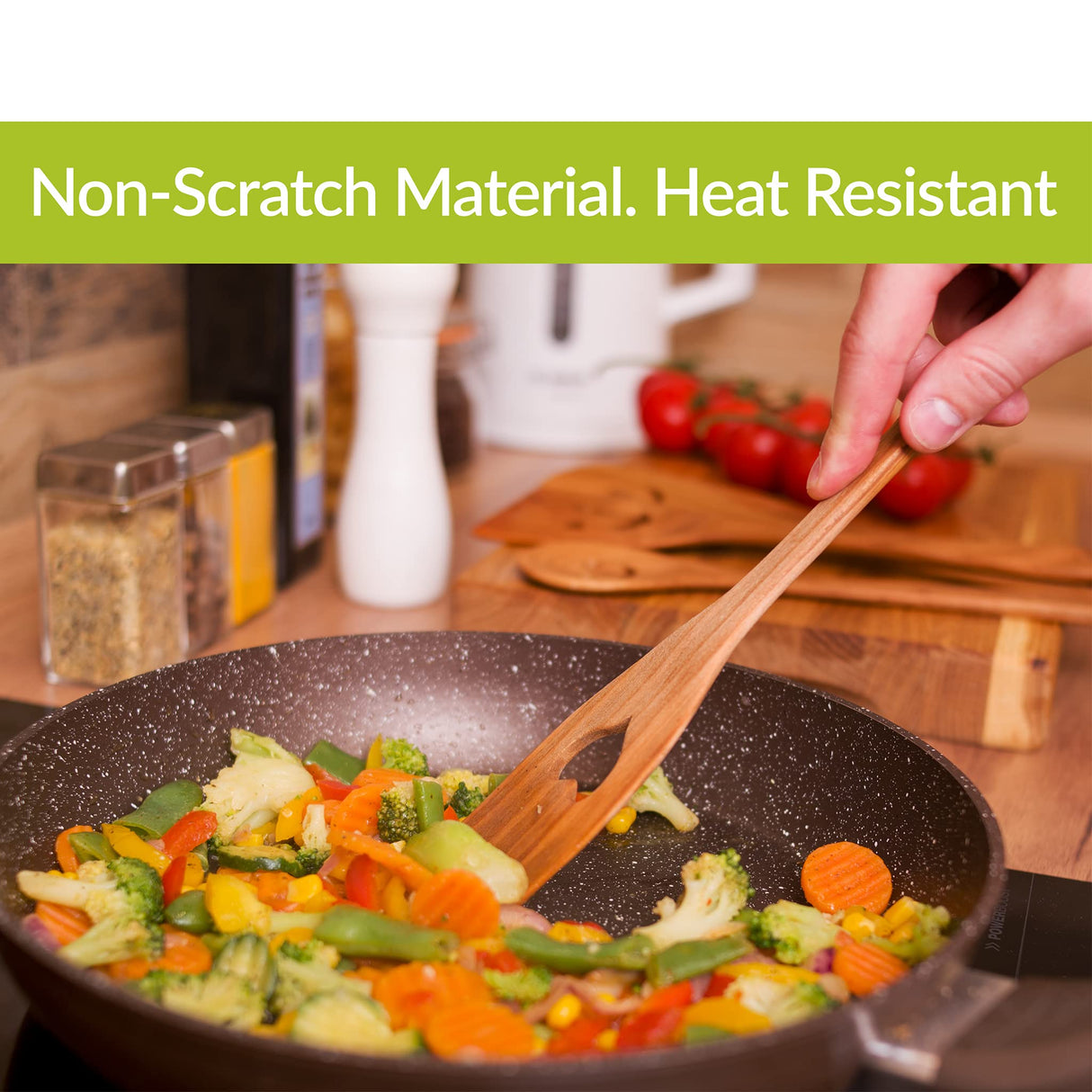 MFC 5-Piece Wooden Cooking Spoons - Kitchen Spatula Set from Natural Cherry Wood - Wooden Spoons for Cooking - Funny Wooden Utensil Set with Smiley Faces - Cooking Multipurpose Wooden Utensils MyFancyCraft