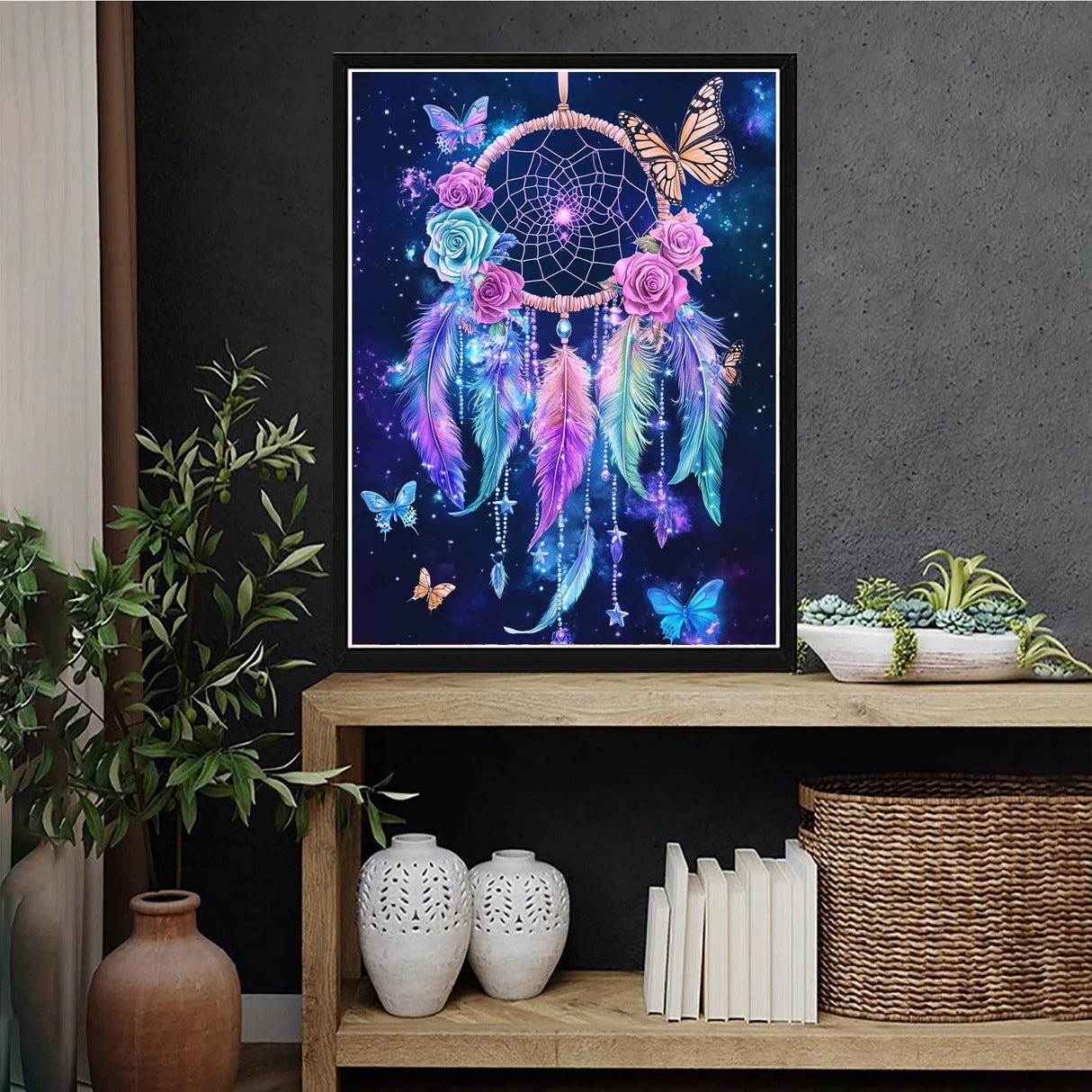 VAIIEYO 5D DIY Diamond Art Kits for Adults Dream Catcher, Diamond Painting Flower, Paint by Numbers Full Drill Round Rhinestone Craft Canvas for Home Wall Decor Gift 12x16 inch-16 VAIIEYO