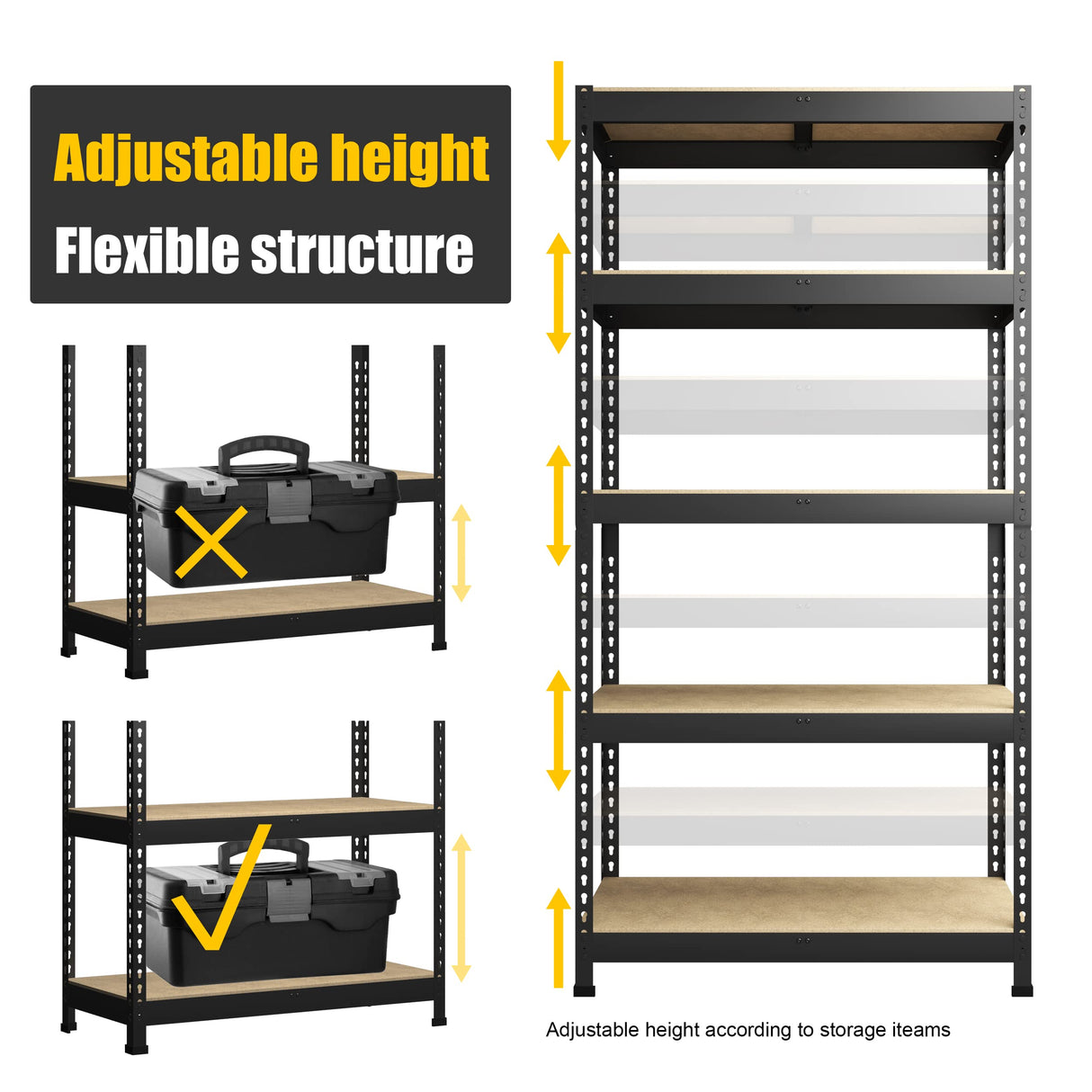 PrimeZone Storage Shelves 2 Packs 5 Tier Adjustable Garage Storage Shelving, Heavy Duty Metal Storage Utility Rack Shelf Unit for Warehouse Pantry Closet Kitchen, 35.5" x 15.75" x 71", Black PrimeZone