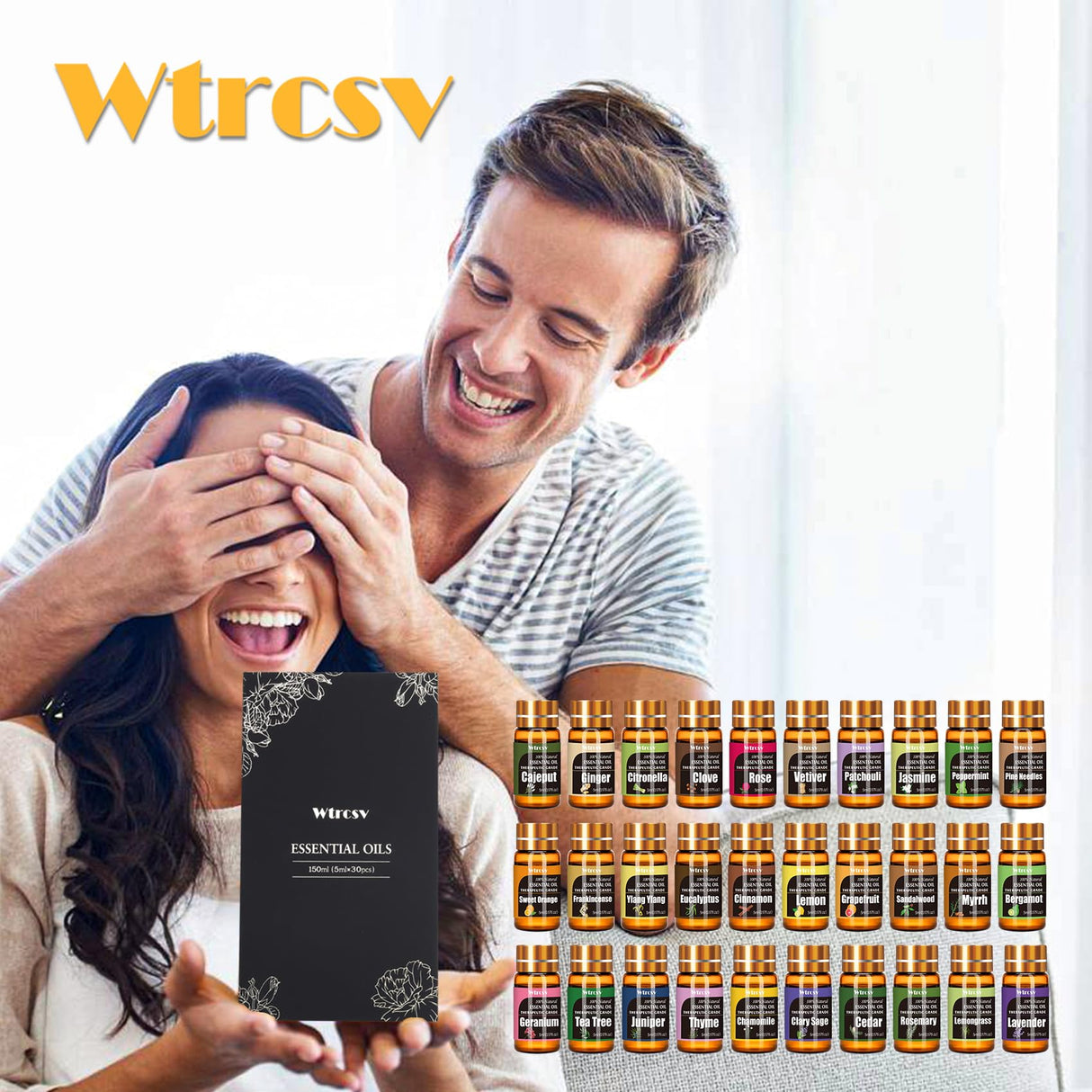 Essential Oils Set -Essential Oils - 100% Natural Essential Oils-Perfect for Diffuser, Humidifier,Aromatherapy, Massage,Skin & Hair Care,30x5 ml(0.17fl.oz Wtrcsv