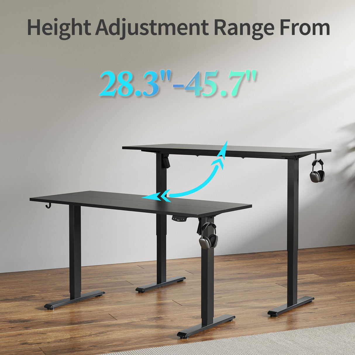 Agilestic Electric Standing Desk, Large 60 x 24 Inches Height Adjustable Desk, Sit Stand up Desk for Work Office Home, Ergonomic Rising Gaming Computer Table with Memory Preset, Black Agilestic