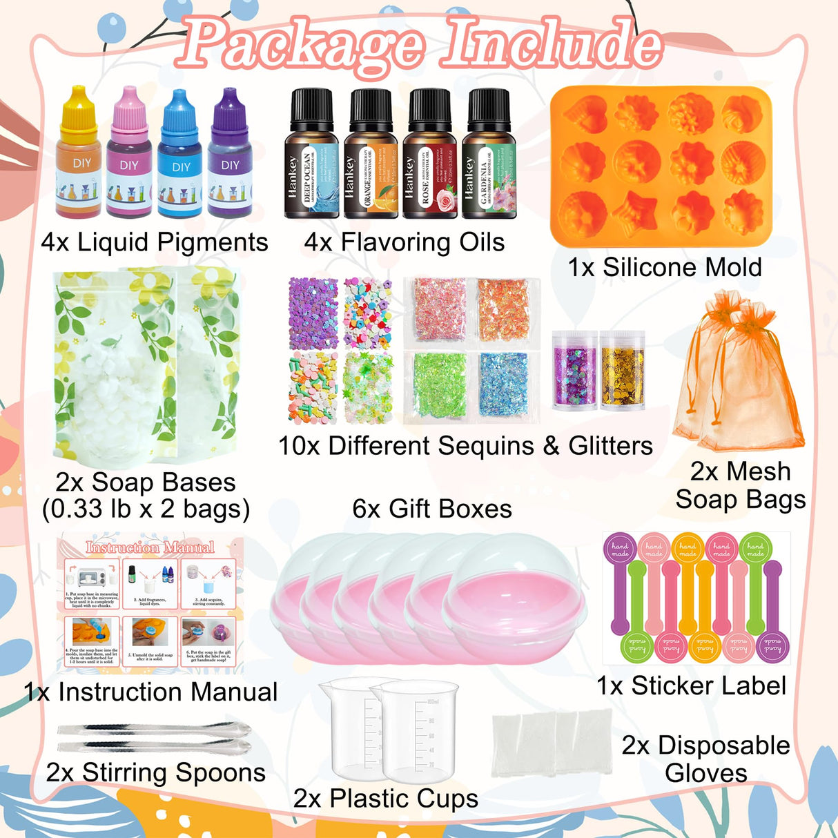 BRIPATI Soap Making Kit for Adults - DIY Soaps Crafts Supplies Set Include Soap Bases, Silicone Molds, Fragrances, Liquid Pigments, Glitters, Birthday & Holiday Gift BRIPATI