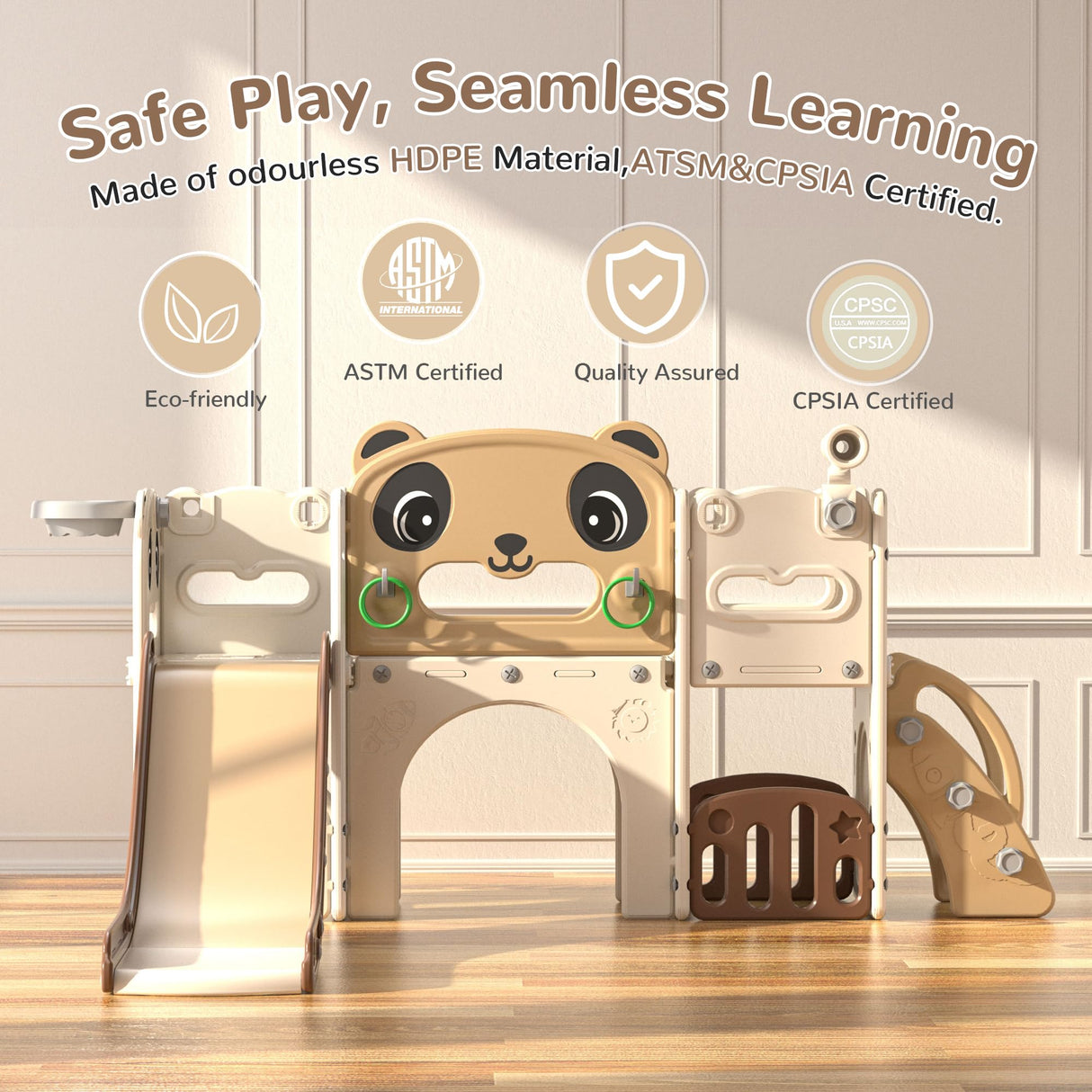 NYEEKOY 9-in-1 Toddler Slide and Climber Set Indoor Outdoor Slide Playset for Kids Age 1-8, Freestanding Backyard Playground with RNG Toss, Basketball Hoop,Telescope, Storage Space Nyeekoy