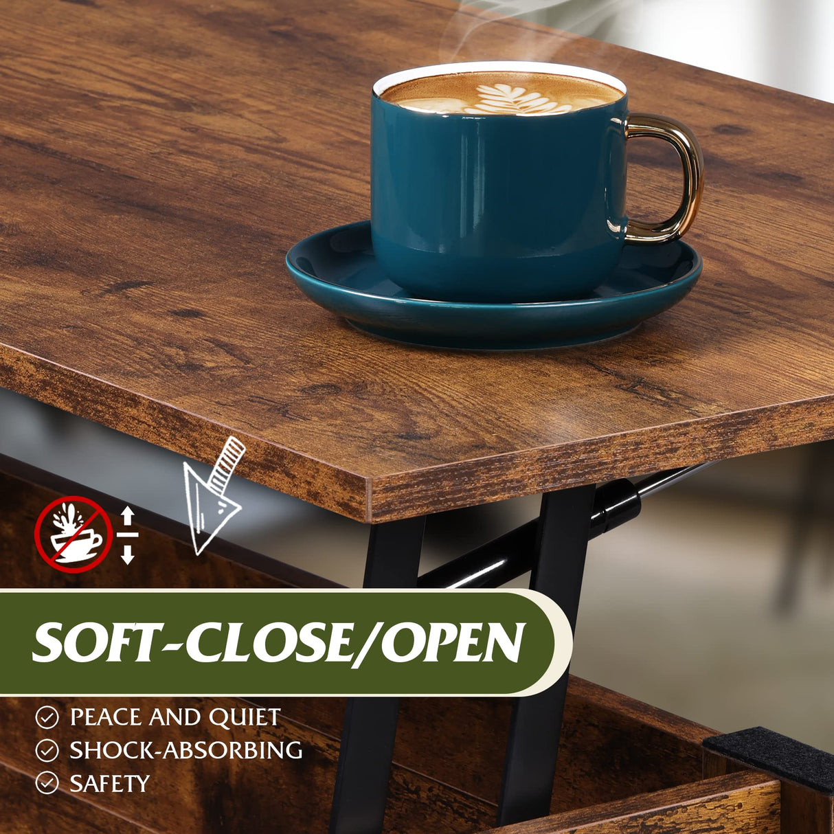 WLIVE Coffee Table, 39" Lift Top Coffee Table with Hidden Compartment and Storage Shelf for Living Room, Rustic Brown WLIVE