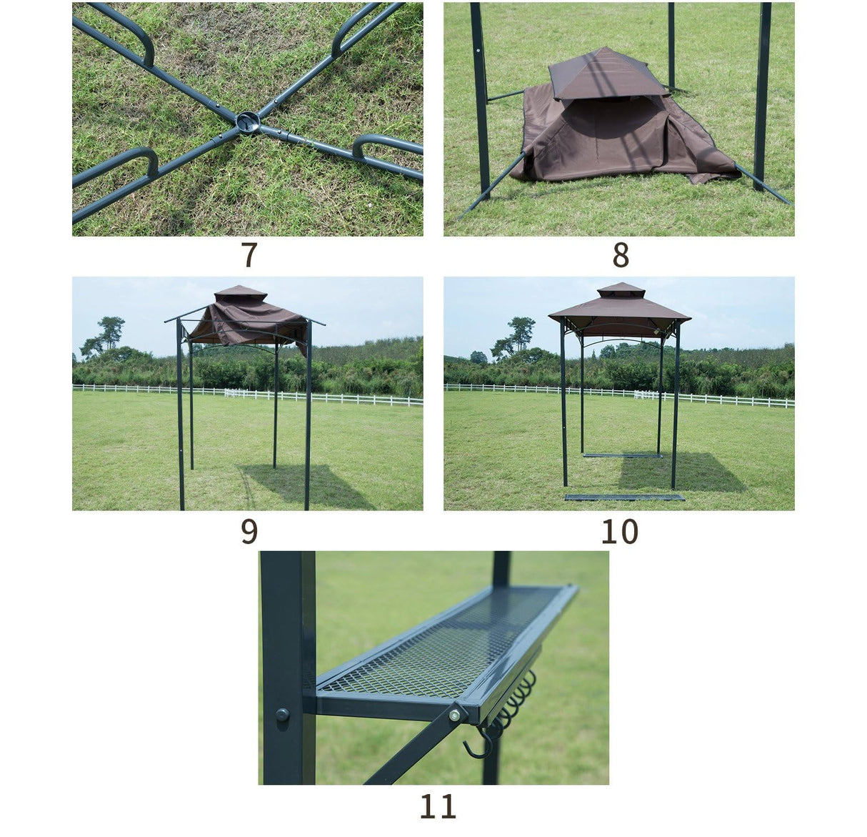 Outdoor Grill Gazebo BBQ Canopy for Outdoor Barbeque Shelter Girll Canopy Grill Gazebo Hardtop (L96 x W60 x H101 Inch) Black Grezone