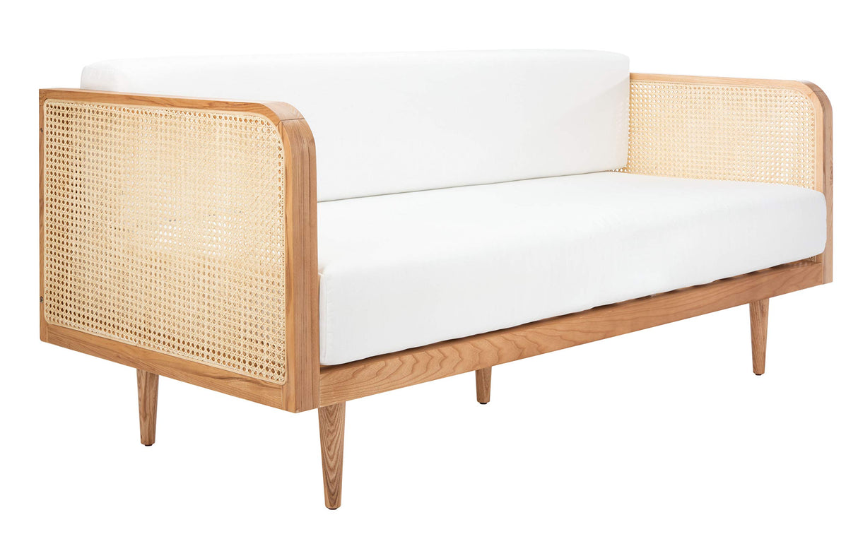 Safavieh Couture Helena French Mid-Century Natural and Beige Rattan Daybed, Single Extra Large Safavieh