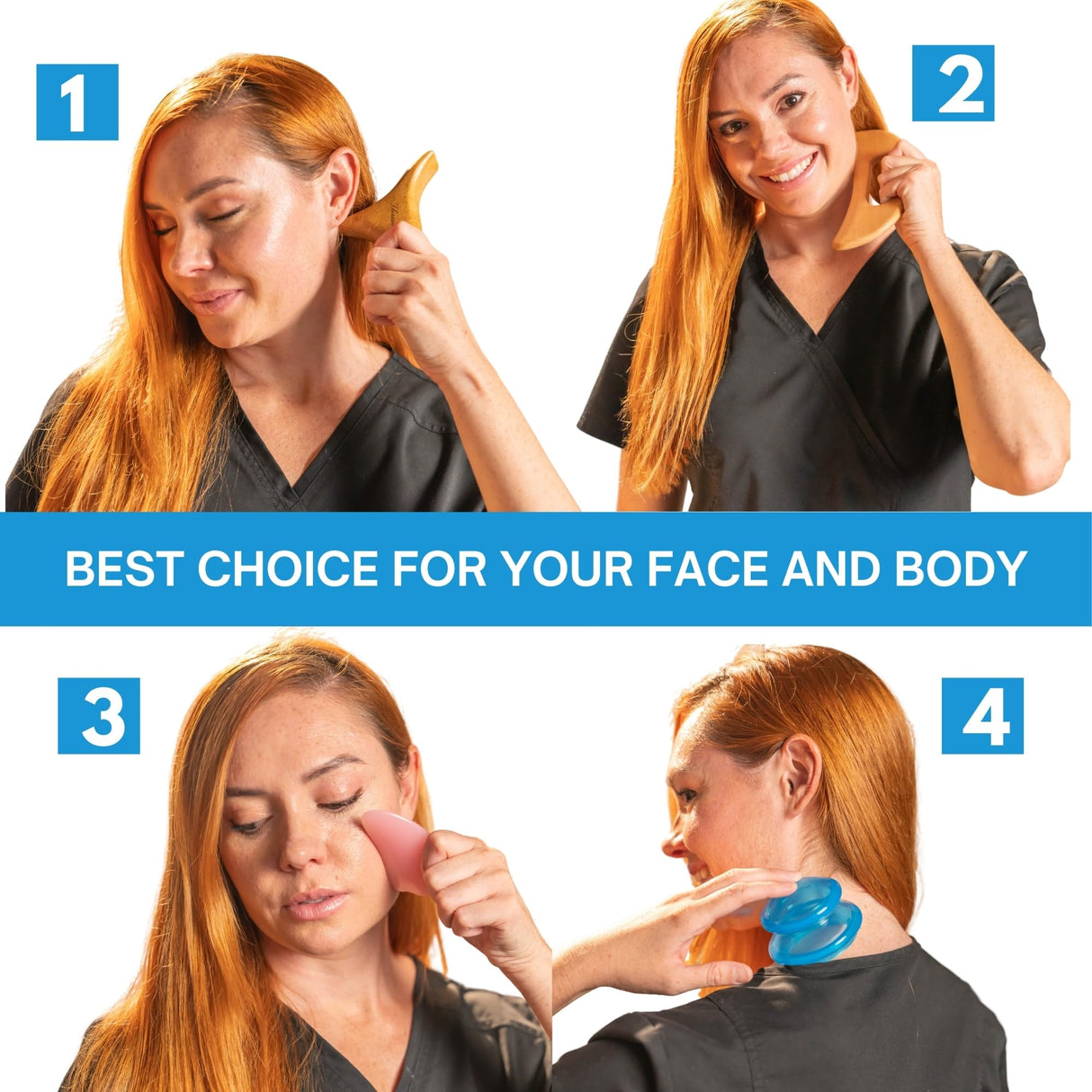 Wood Therapy Massage Tools 8-in-1, Lymphatic Drainage Massager, Maderoterapia Kit - Anti Cellulite Complete Body Sculpting Tools for Total Relaxation & Relief - Massager Tool for Anti Aging Therasentials