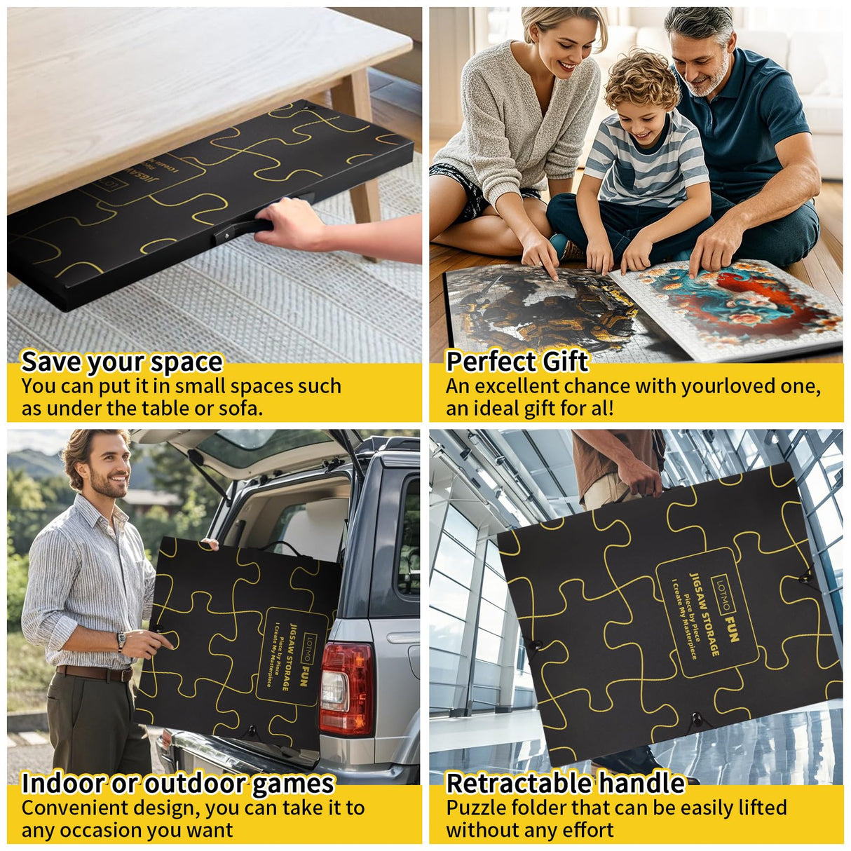 LOTMOFUN Puzzle Storage Folder for 1000 Pieces, Portable Large Capacity Jigsaw Puzzle Organizer with 25 Pockets for 50 Sets Puzzle Folder, Dustproof and Protective Puzzles Accessories LOTMOFUN