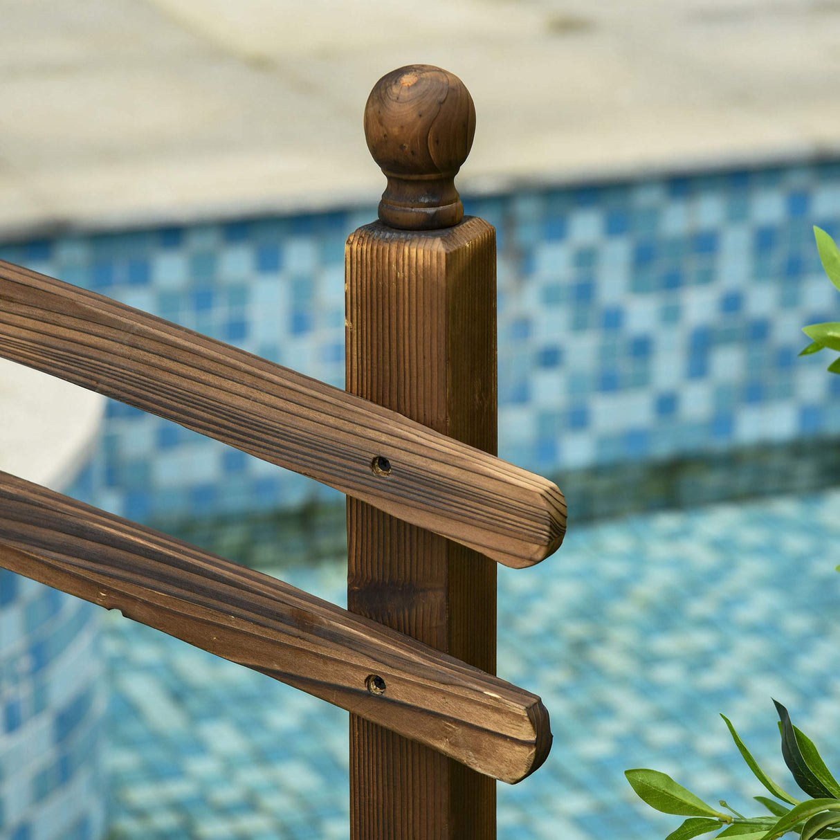 Outsunny 7.5' Fir Wood Garden Bridge Arc Walkway with Side Railings, Perfect for Backyards, Gardens, & Streams, Carbonized Aosom