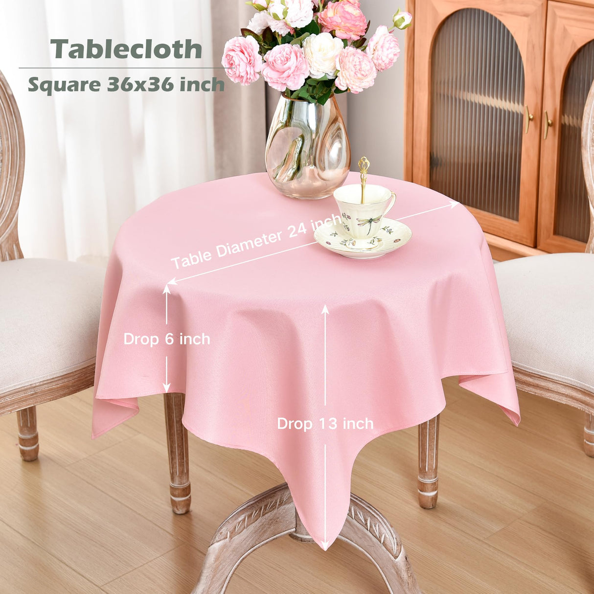 Small Square Tablecloth 36 x 36 Inch Washable Polyester Table Cloth Solid Pink Heavy Duty Fabric Coffee Table Cover for Dining Home Kitchen Party Wedding eeivs