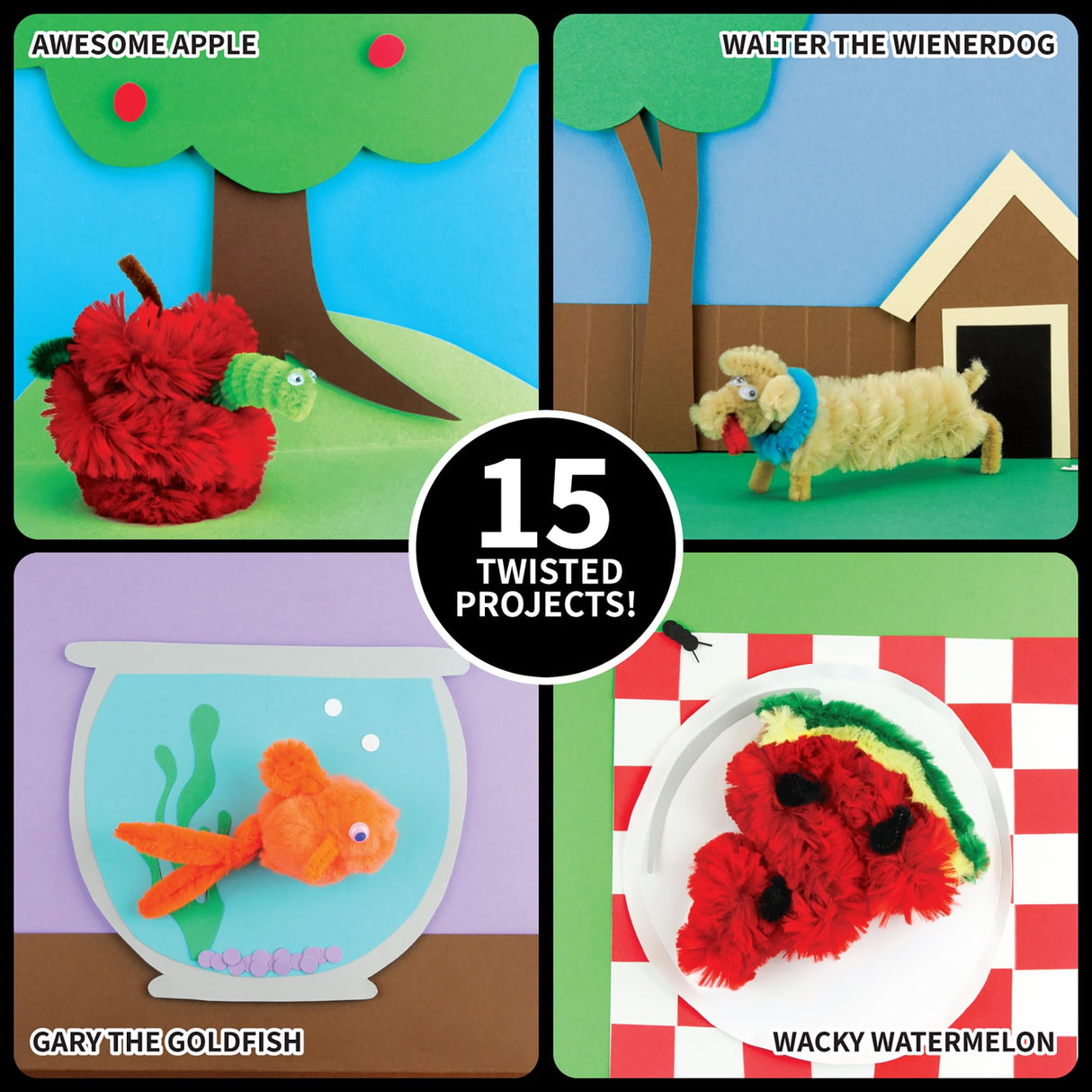 Make & Play: Jumbo Pipe Cleaner Crafts - 15 Projects to Create, Make Fuzzy & Fun Creatures & Animals, DIY Art & Crafts Activity Kit, Kids Ages 8+ SpiceBox