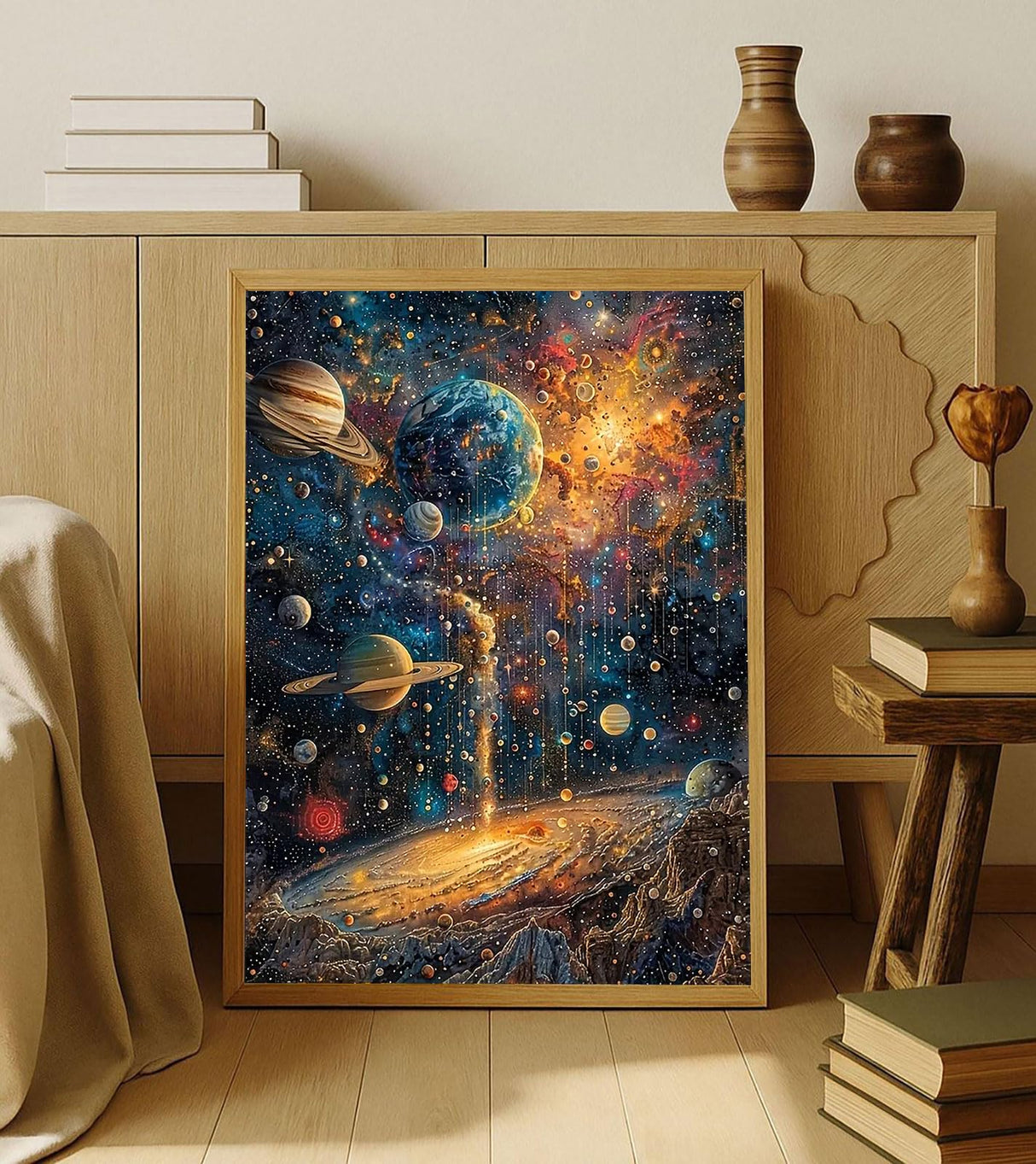 5D Space Scenery Diamond Art Kits for Adults,Full Round Drill Diamond Painting Kits for Beginner Space Landscape,DIY Gem Art and Crafts Paint by Diamonds Planets Scenery,Home Wall Decor 12X16Inch SJDIYSTORE