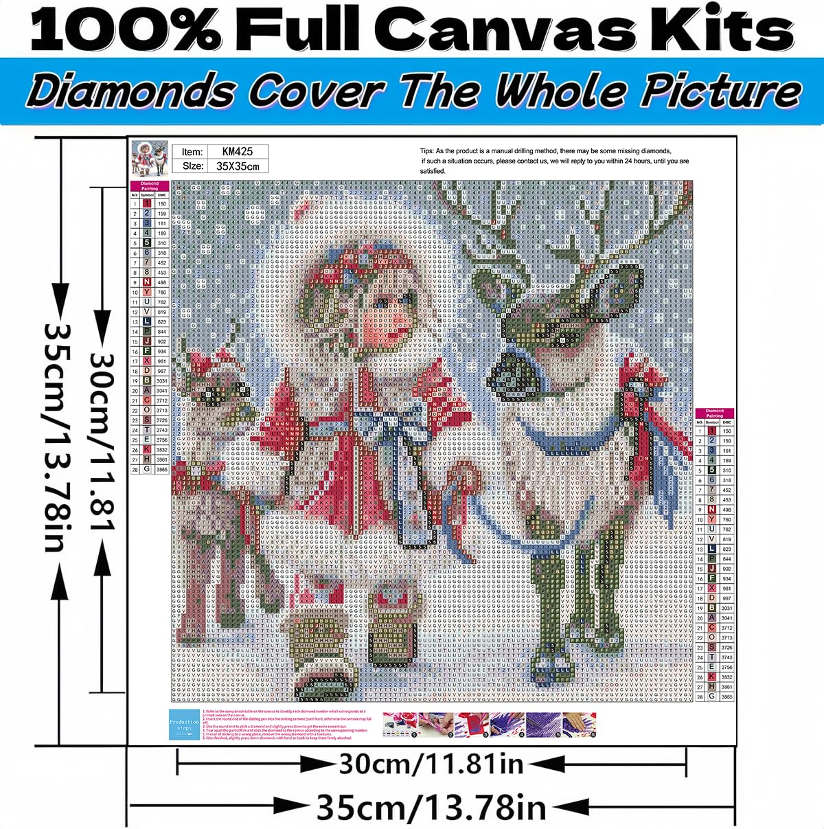 Winter 5D Diamond Art Kits for Adults Beginners,Deer DIY Full Round Drill Diamond Painting Kits,Moose Animal Paint by Diamonds Dots Gem Art Easy,Home Wall Decor 14X14 Inch Acelii