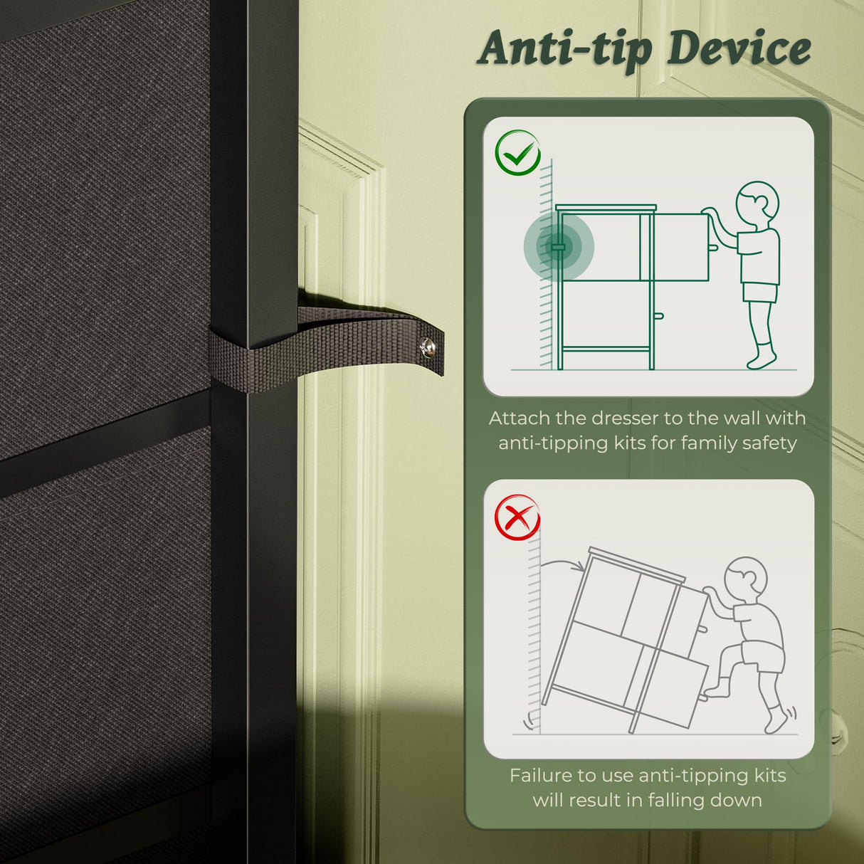 Huuger Dresser for Bedroom, 55 Inch TV Stand for 43, 55, 60 Inch TV, Long Fabric Dresser with 7 Drawers, Chest of Drawers for Storage, Closet, Clothing, Rustic Brown Huuger