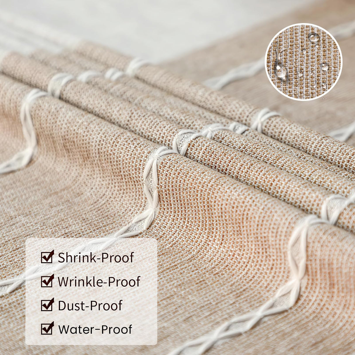 Deep Dream Tablecloths, Waterproof Table Cloth, Linens Wrinkle Free Anti-Fading, Rustic Table Cover Decoration for Kitchen Dinning Christmas (Rectangle/Oblong, 55''x70'',4-6 Seats, Light Coffee) Deep Dream