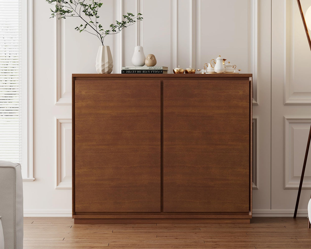 LKTART Mid Century Modern Sideboard Buffet Cabinet, Narrow Walnut Sideboard,Wood Storage Cabinet Credenza with 2 Doors for Living Room, Kitchen, Entryway, Hallway(9.25" D*39" L) LKTART