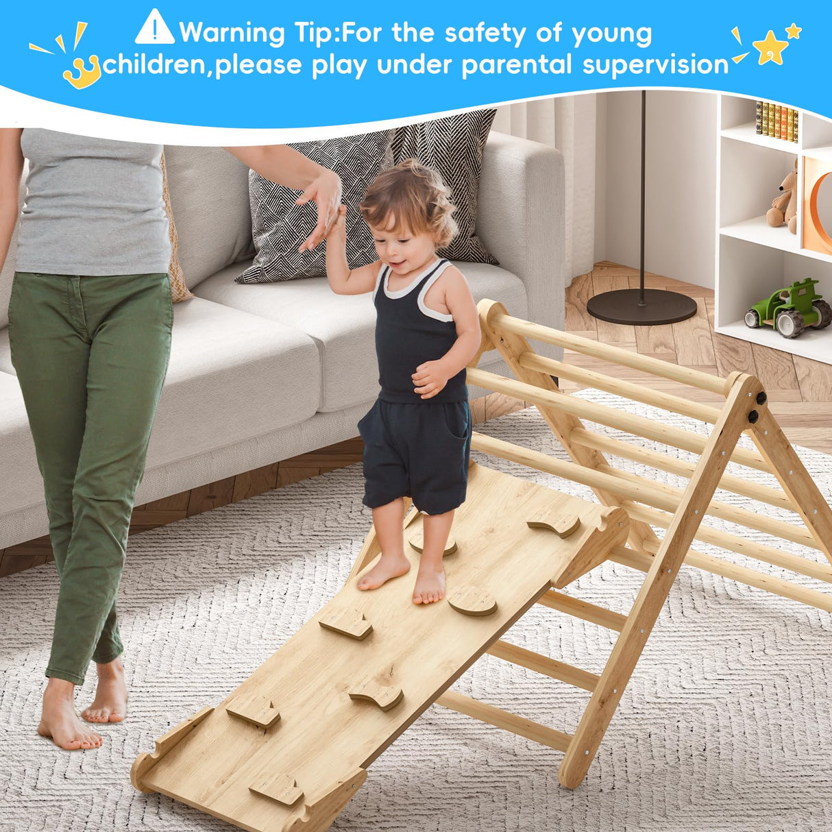 Pikler Triangle Set for Baby Climbing Toy Indoor Playground for Kid | Montessori Learning Toy with Arch, Ramp, and Climbing Triangle | Indoor Outdoor Playground Climbing Toys for Toddlers PLYFOU