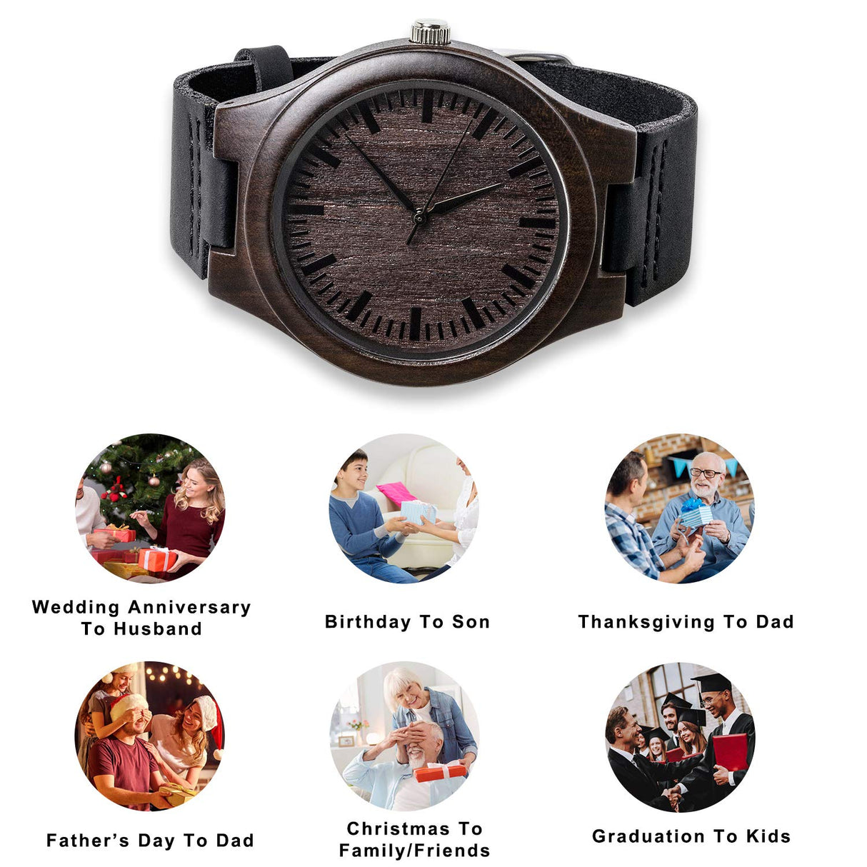 Fodiyaer Custom Engraved Wood Watch Gifts for Fiancé Husband Boyfriend Men Groomsmen Him As Personalized Anniversary Christmas Birthday Father Day Graduation Valentine's Wooden Idea Fodiyaer