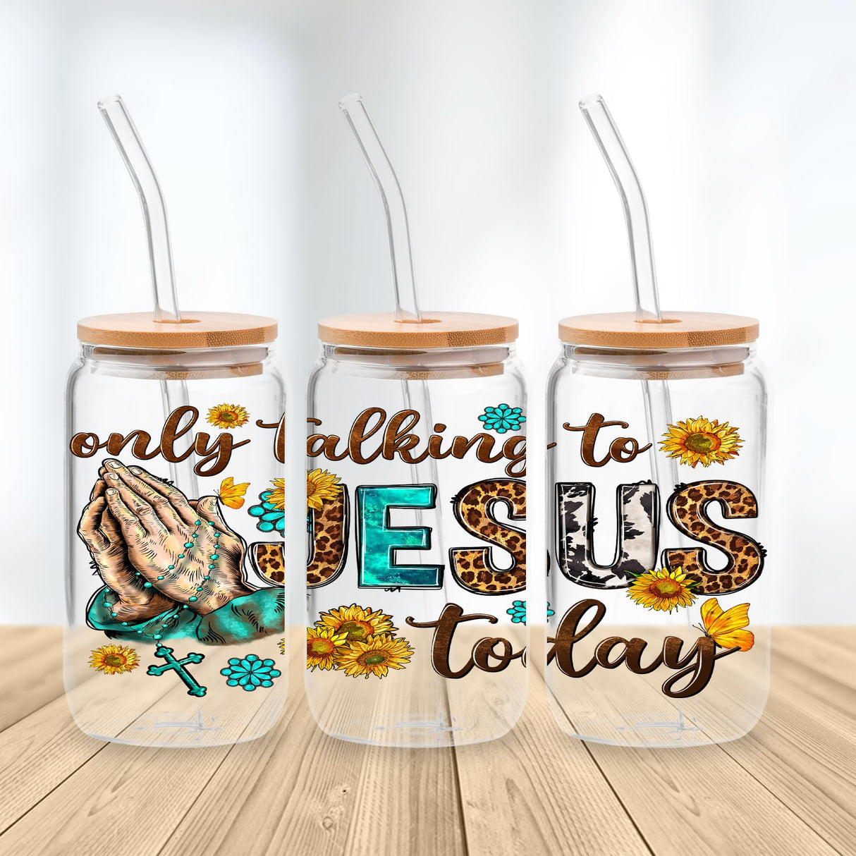 Jesus Faith UV Transfer Sticker 8 Sheet Waterproof 3D Cup Wraps Stickers for 16OZ Glass Mug Rub On Transfer Furniture Craft DIY Crafts AMONEYLS