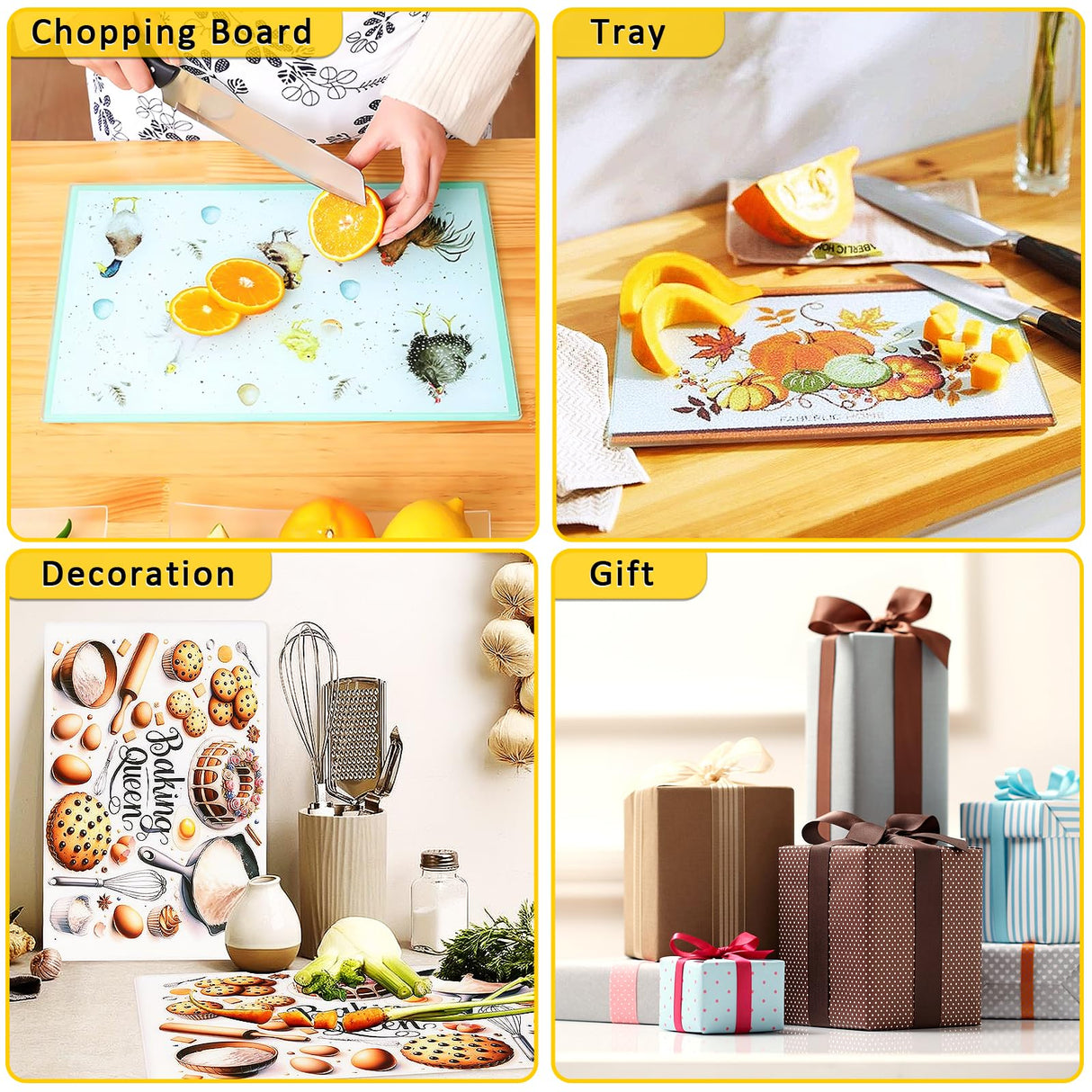 10 Pack Sublimation Glass Cutting Board Blanks, 11"x7.87" Heat Thermal Transfer Sheet DIY Picture Chopping Board, Textured Blank Cutting Boards for Kitchen Countertop Beclumas