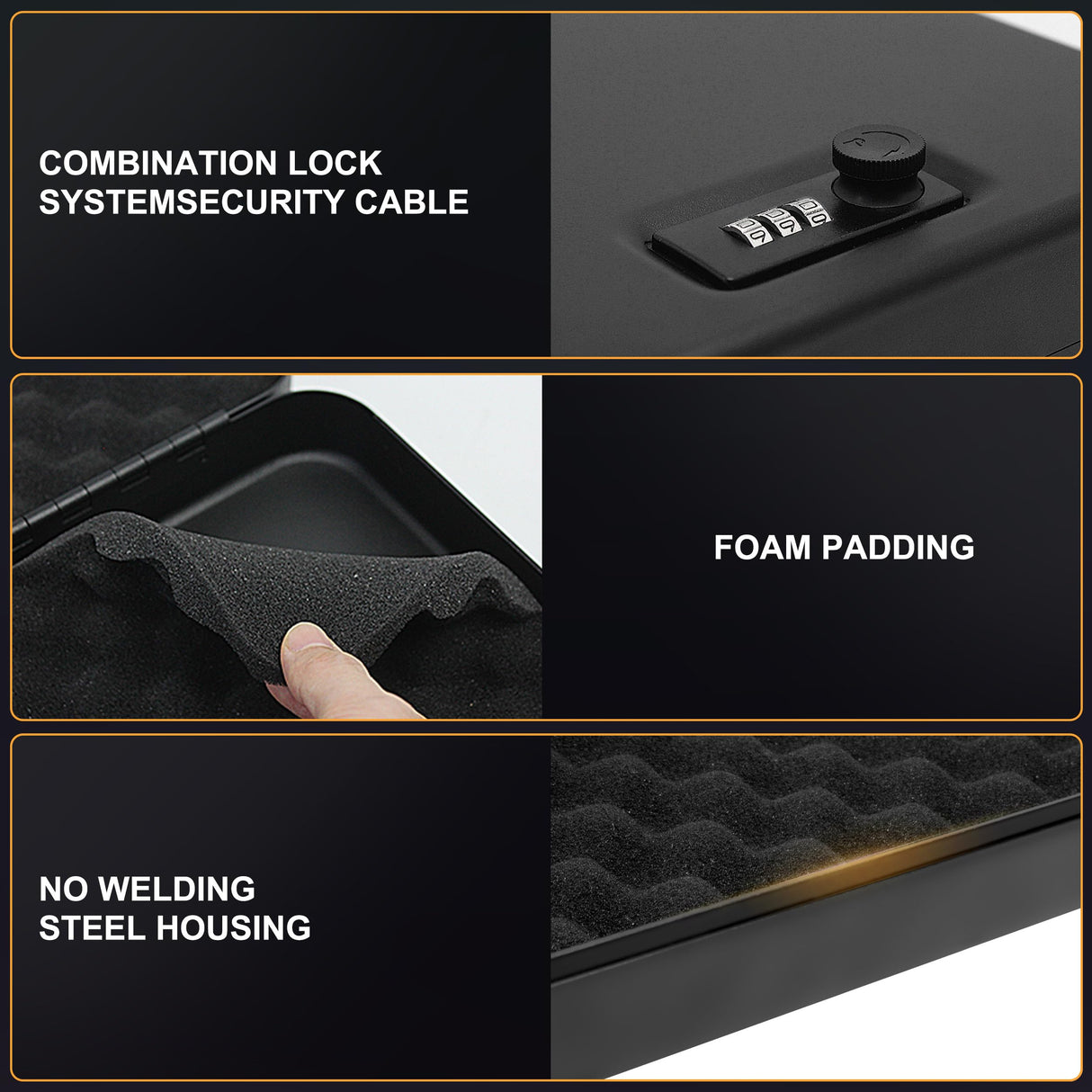 Portable Gun Safe for Pistols, Small Handgun Lock Box with Combination Lock or Key Lock, Portable Travel Pistol Safe for Travel, Home, Car (Large-com) PACOLO