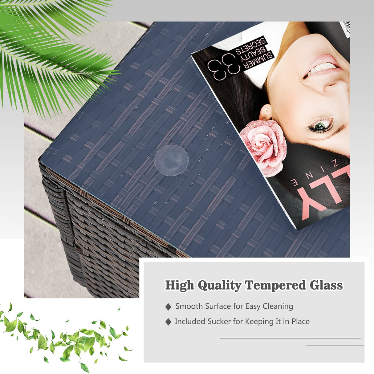 Tangkula 6 Pieces Patio Furniture Set, Outdoor Wicker Conversation Set with Glass Coffee Table, Wicker Sofa Set with Back & Seat Cushions, Rattan Sectional Conversation Couch Set for Backyard Garden Tangkula